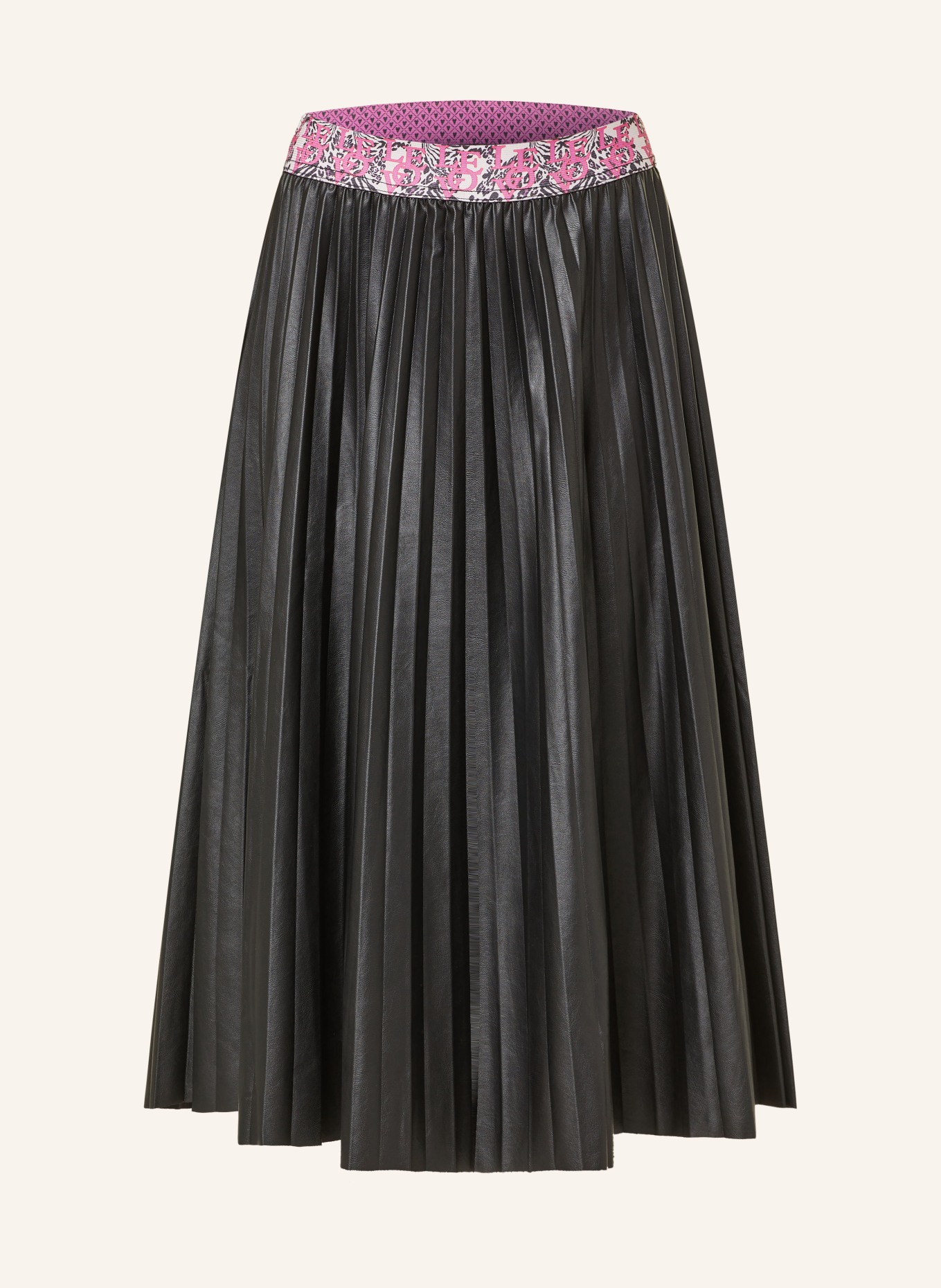 miss goodlife Pleated skirt LOVE AND FLOWERS in leather look, Color: BLACK (Image 1)