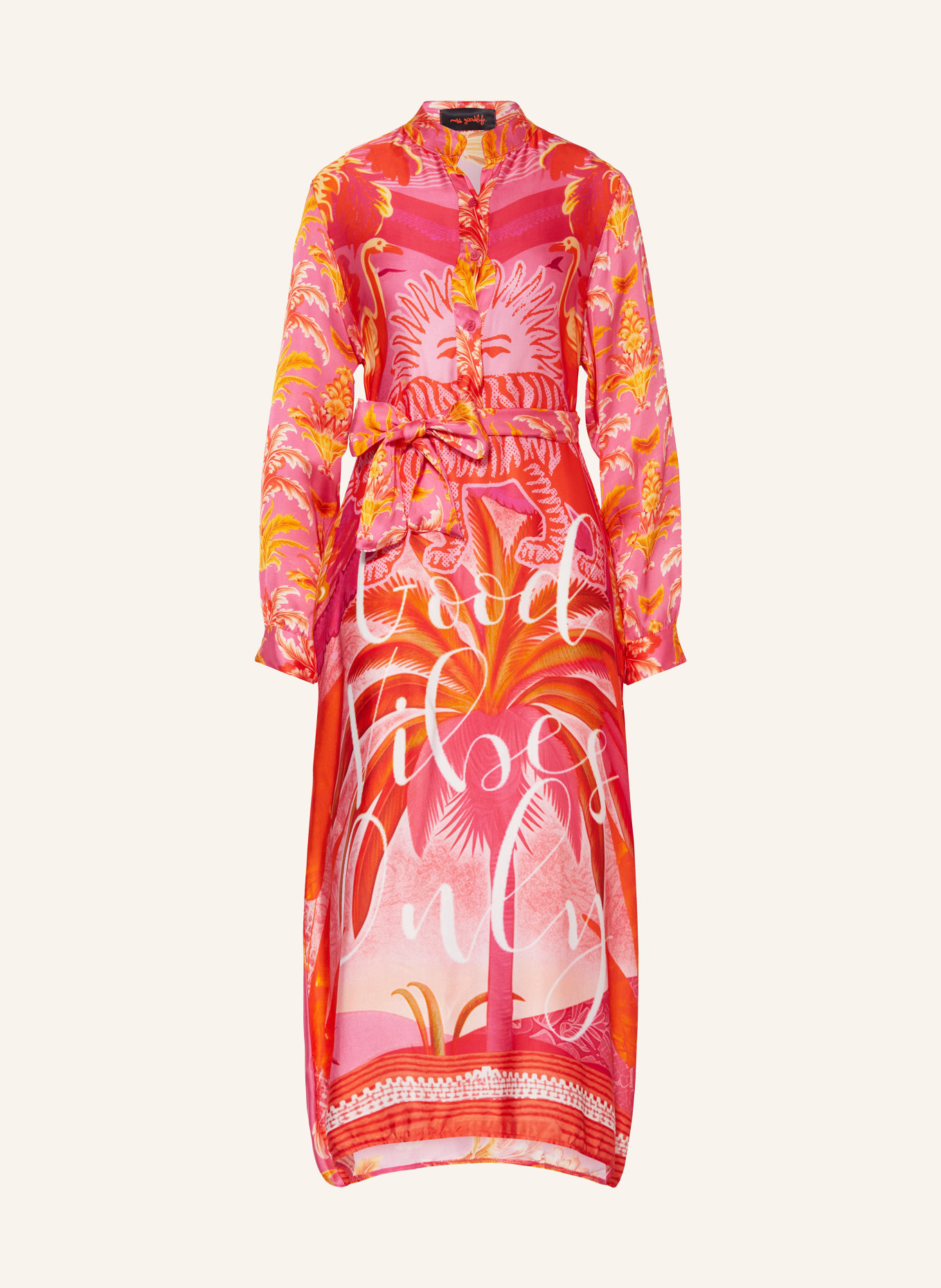 miss goodlife Satin dress, Color: ORANGE/ PINK/ PINK (Image 1)