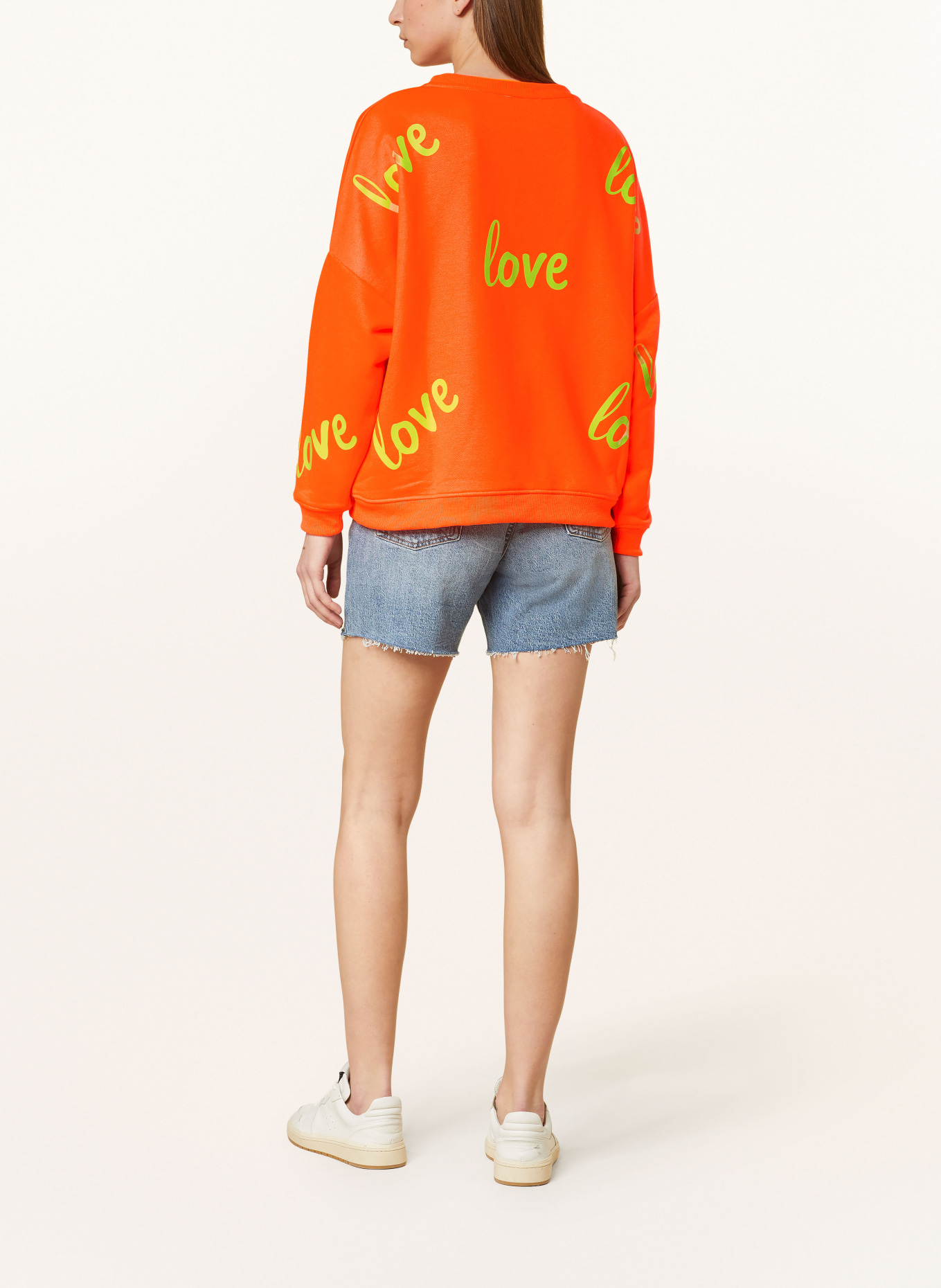 miss goodlife Sweatshirt with decorative gems, Color: NEON ORANGE (Image 3)