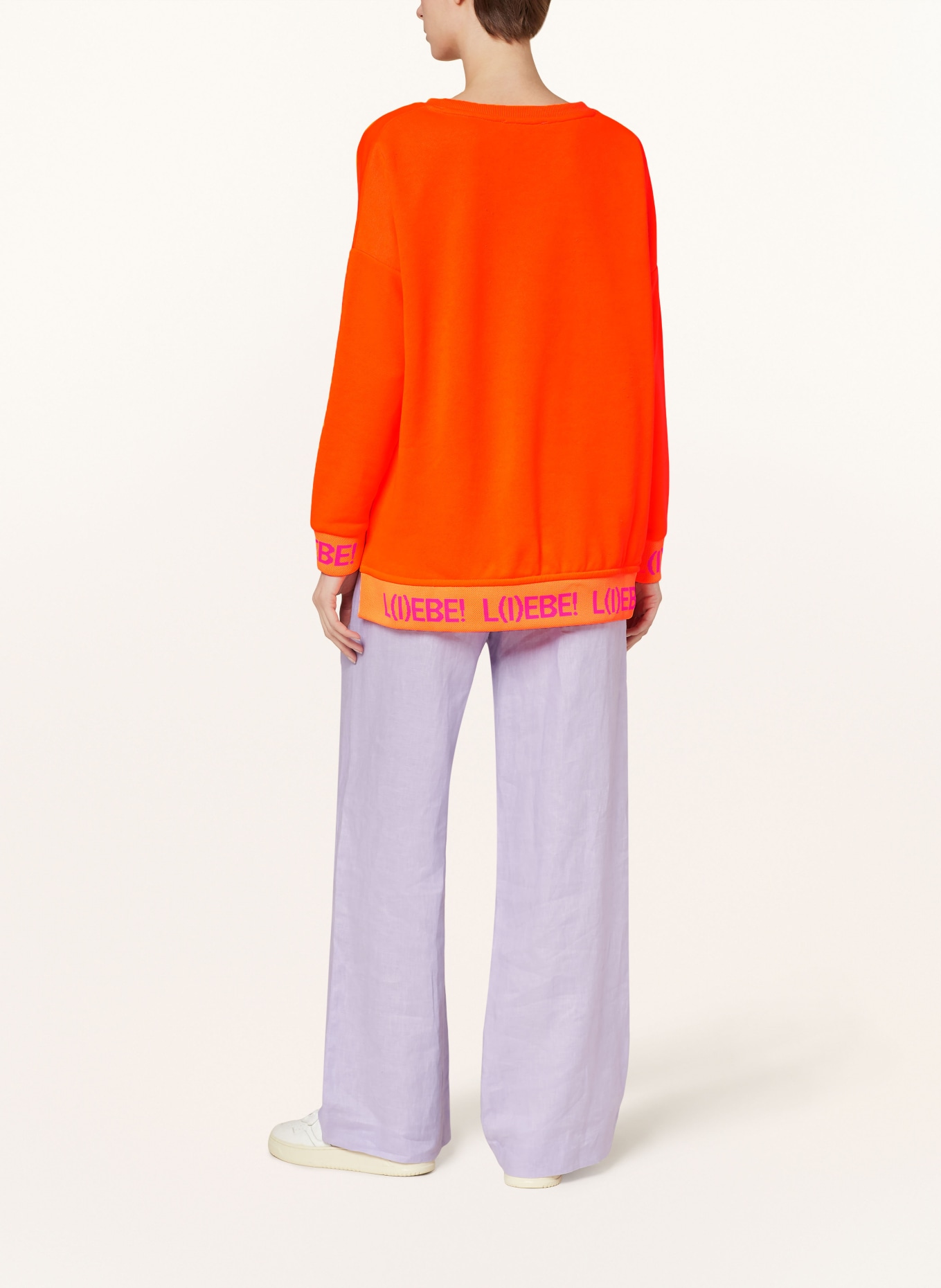 miss goodlife Sweatshirt with decorative gems, Color: NEON ORANGE/ NEON PINK (Image 3)