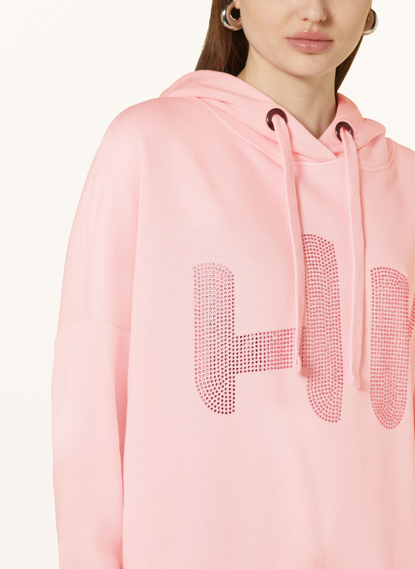 miss goodlife Hoodie with decorative gems, Color: LIGHT PINK (Image 5)