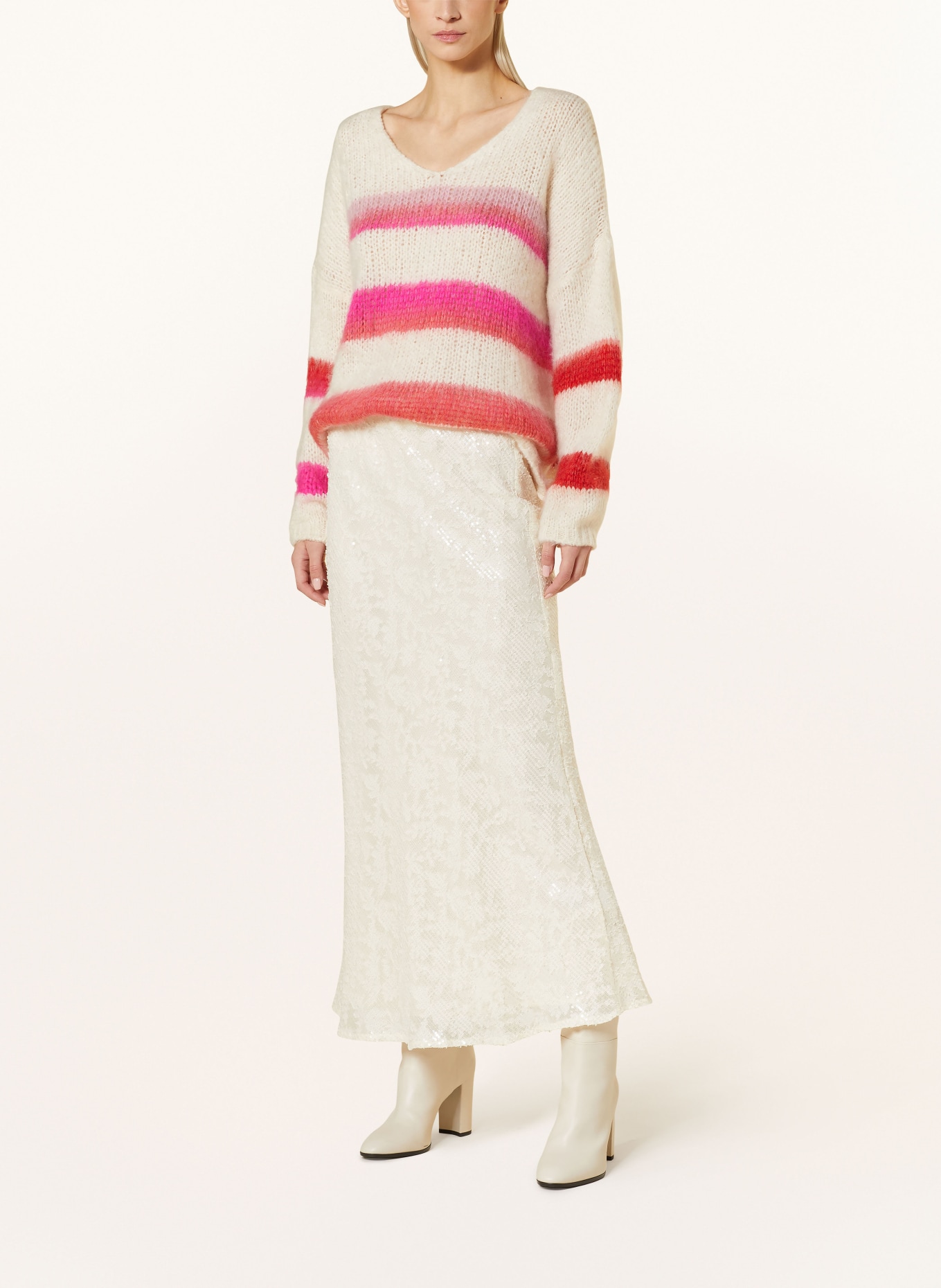 miss goodlife Sweater with mohair, Color: CREAM/ ROSE/ LIGHT ORANGE (Image 2)