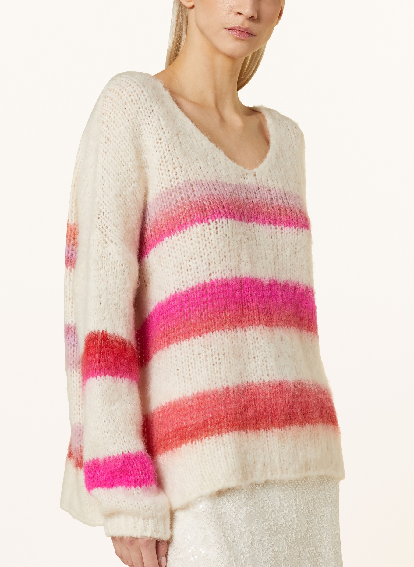 miss goodlife Sweater with mohair, Color: CREAM/ ROSE/ LIGHT ORANGE (Image 4)