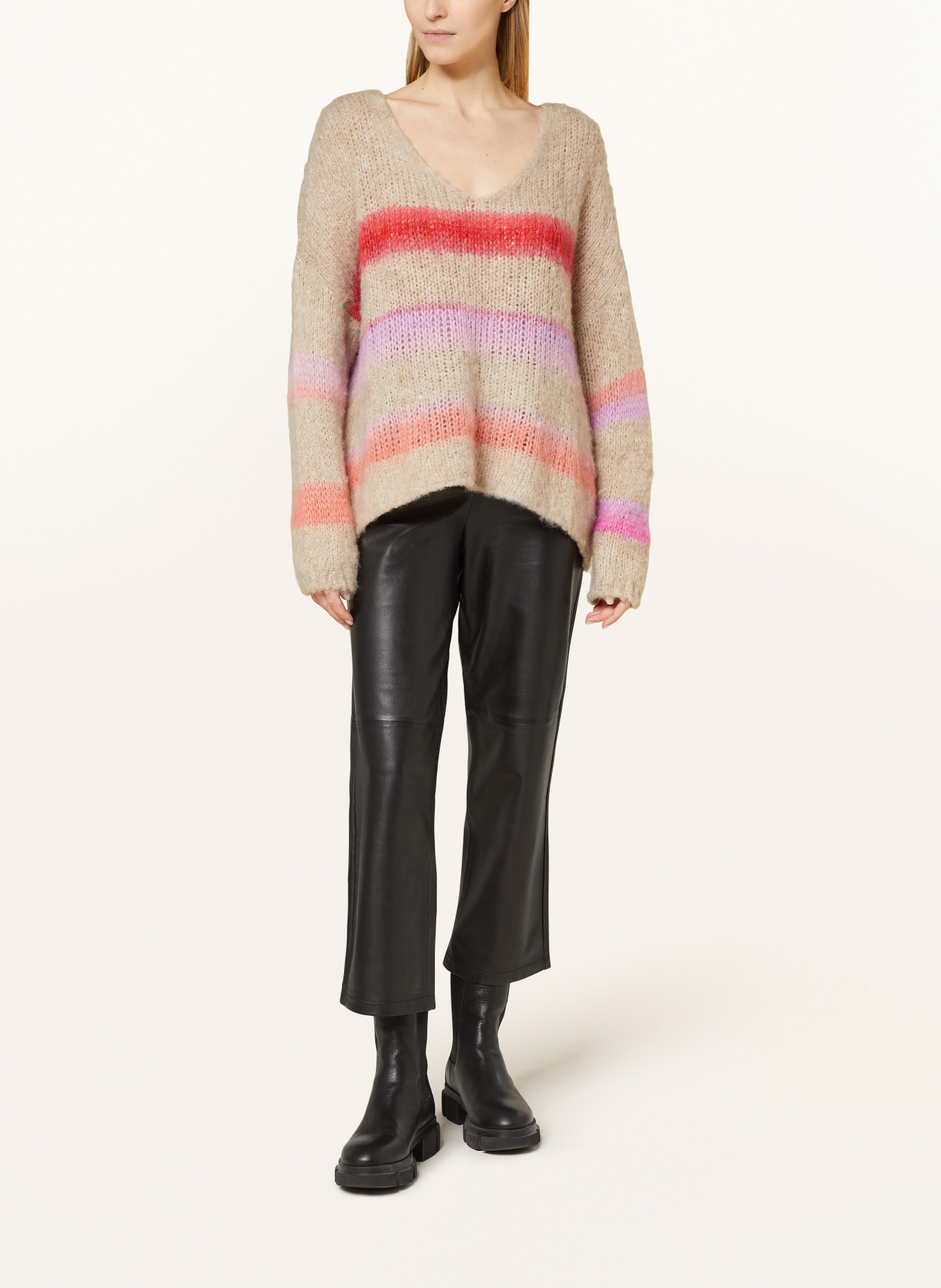 miss goodlife Sweater with mohair, Color: TAUPE/ RED/ PINK (Image 2)
