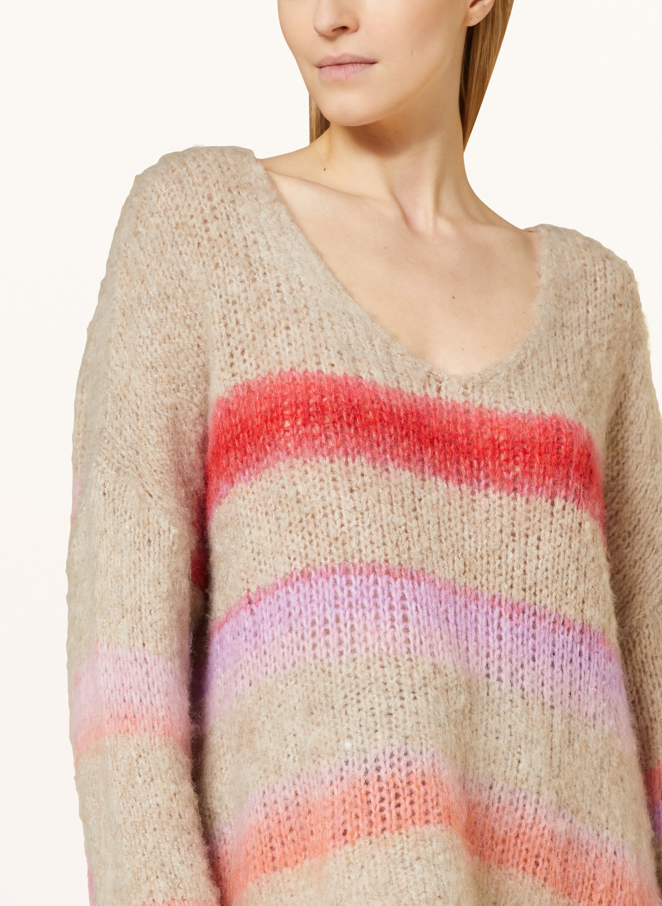 miss goodlife Sweater with mohair, Color: TAUPE/ RED/ PINK (Image 4)