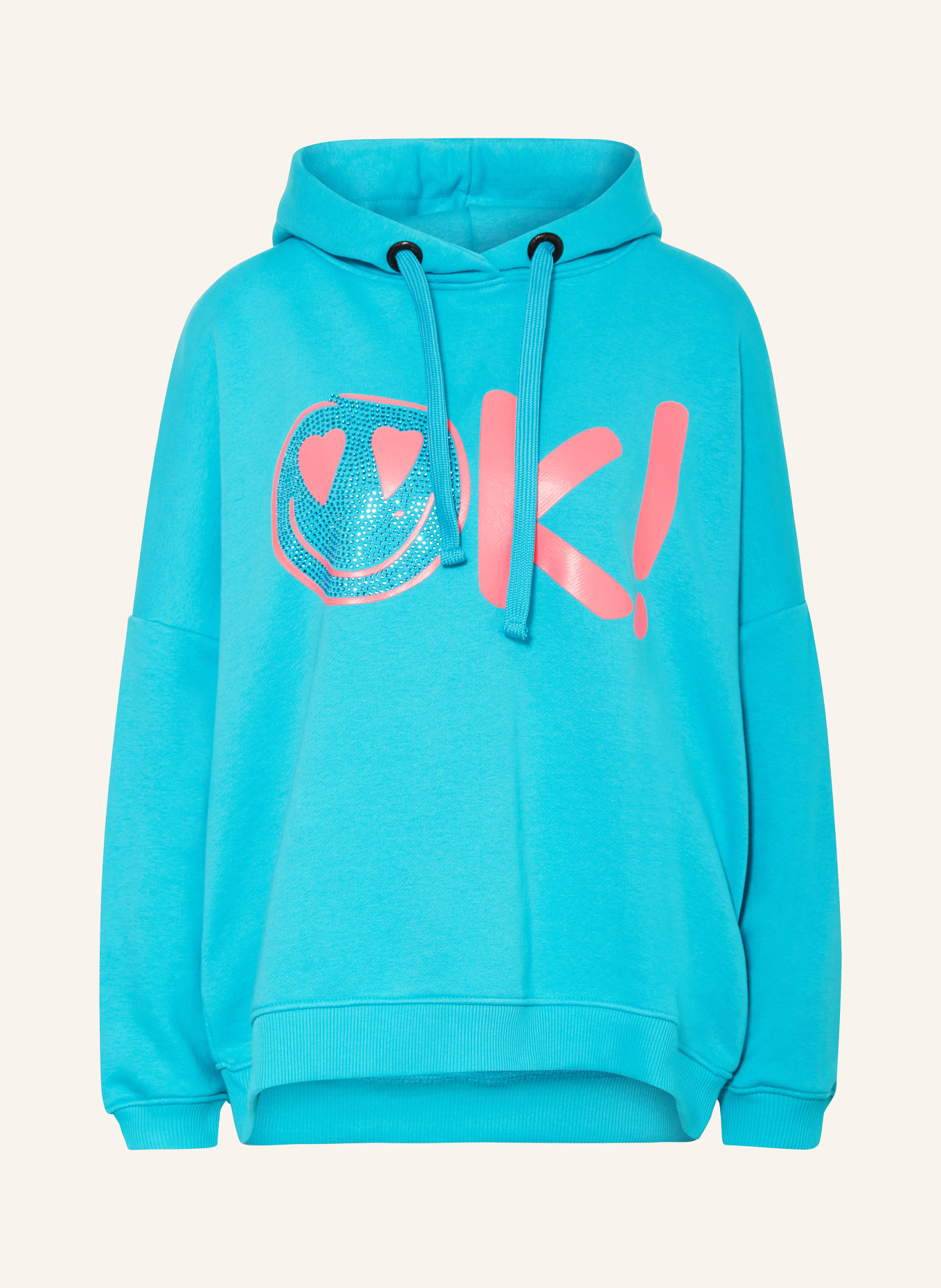 miss goodlife Hoodie with decorative gems, Color: NEON BLUE (Image 1)