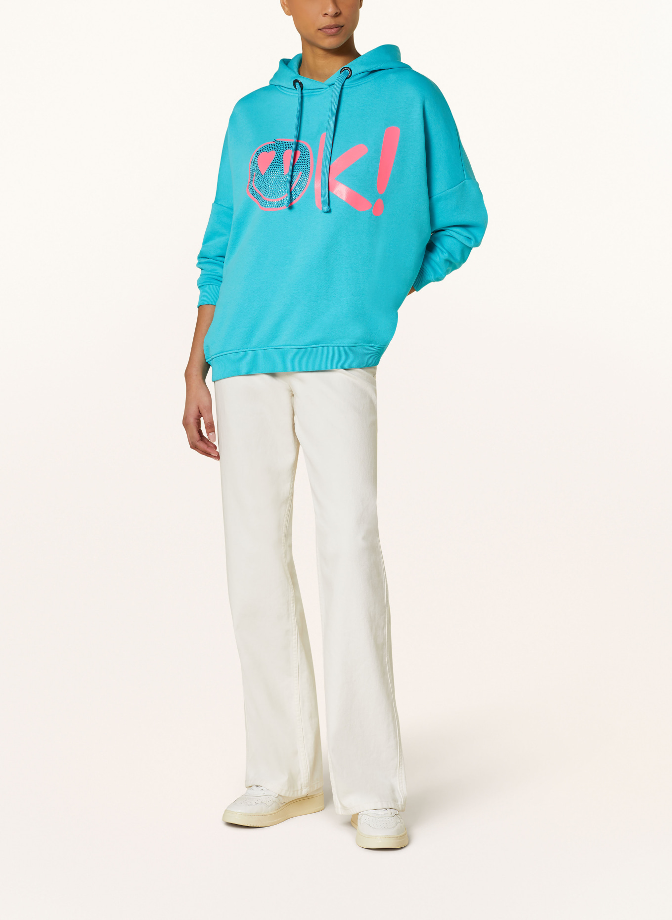 miss goodlife Hoodie with decorative gems, Color: NEON BLUE (Image 2)