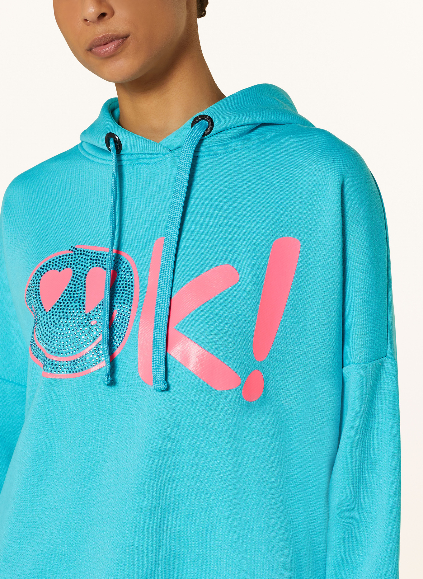 miss goodlife Hoodie with decorative gems, Color: NEON BLUE (Image 5)