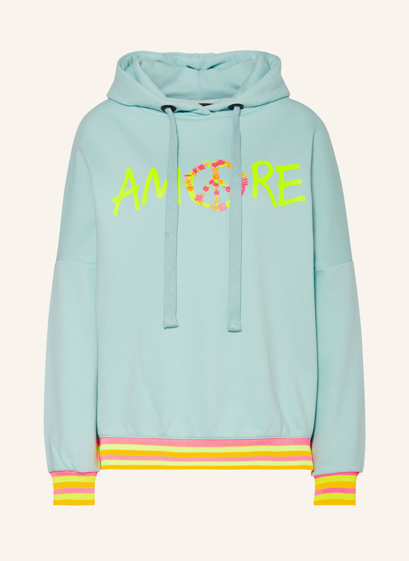 miss goodlife Hoodie AMORE PEACE, Color: TURQUOISE (Image 1)