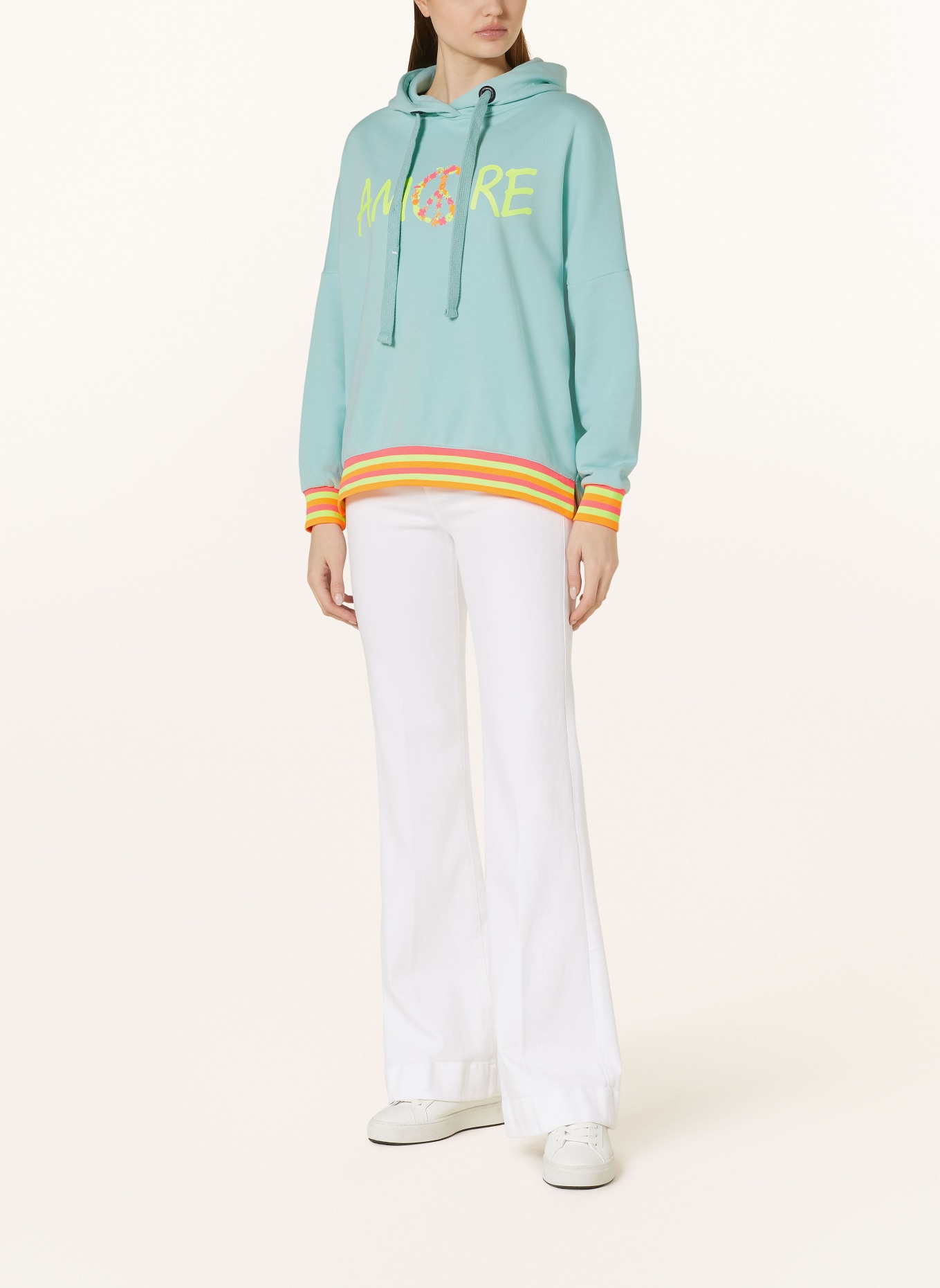 miss goodlife Hoodie AMORE PEACE, Color: TURQUOISE (Image 2)