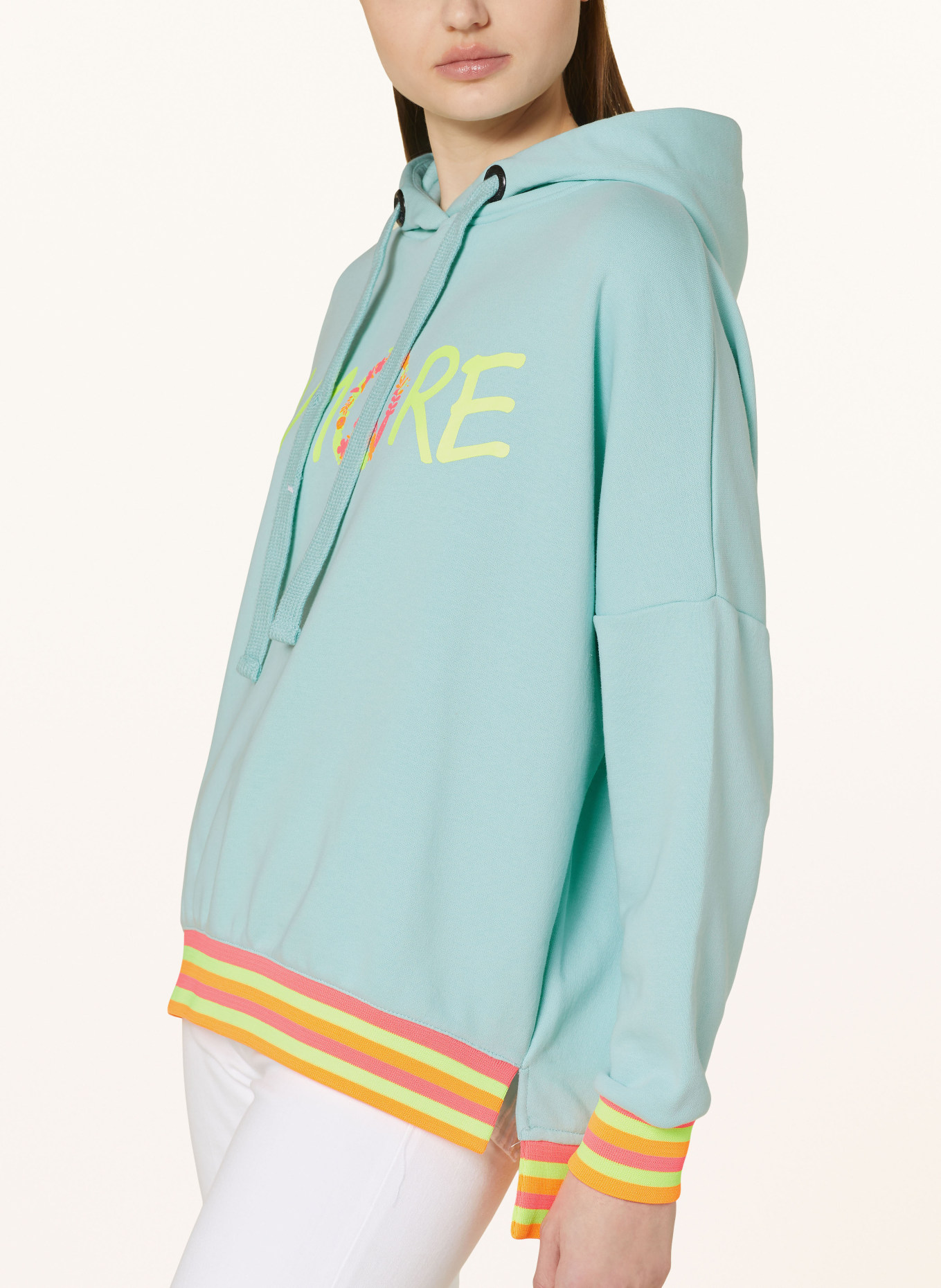 miss goodlife Hoodie AMORE PEACE, Color: TURQUOISE (Image 6)