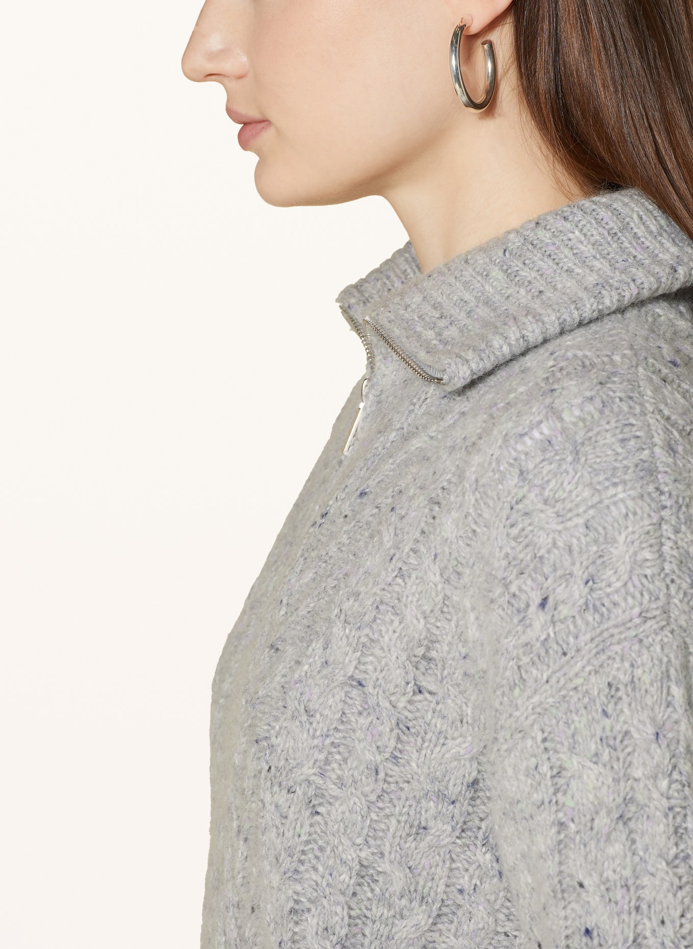 OPUS Half-zip sweater POTUZA, Color: LIGHT GRAY/ GRAY/ LIGHT PURPLE (Image 4)