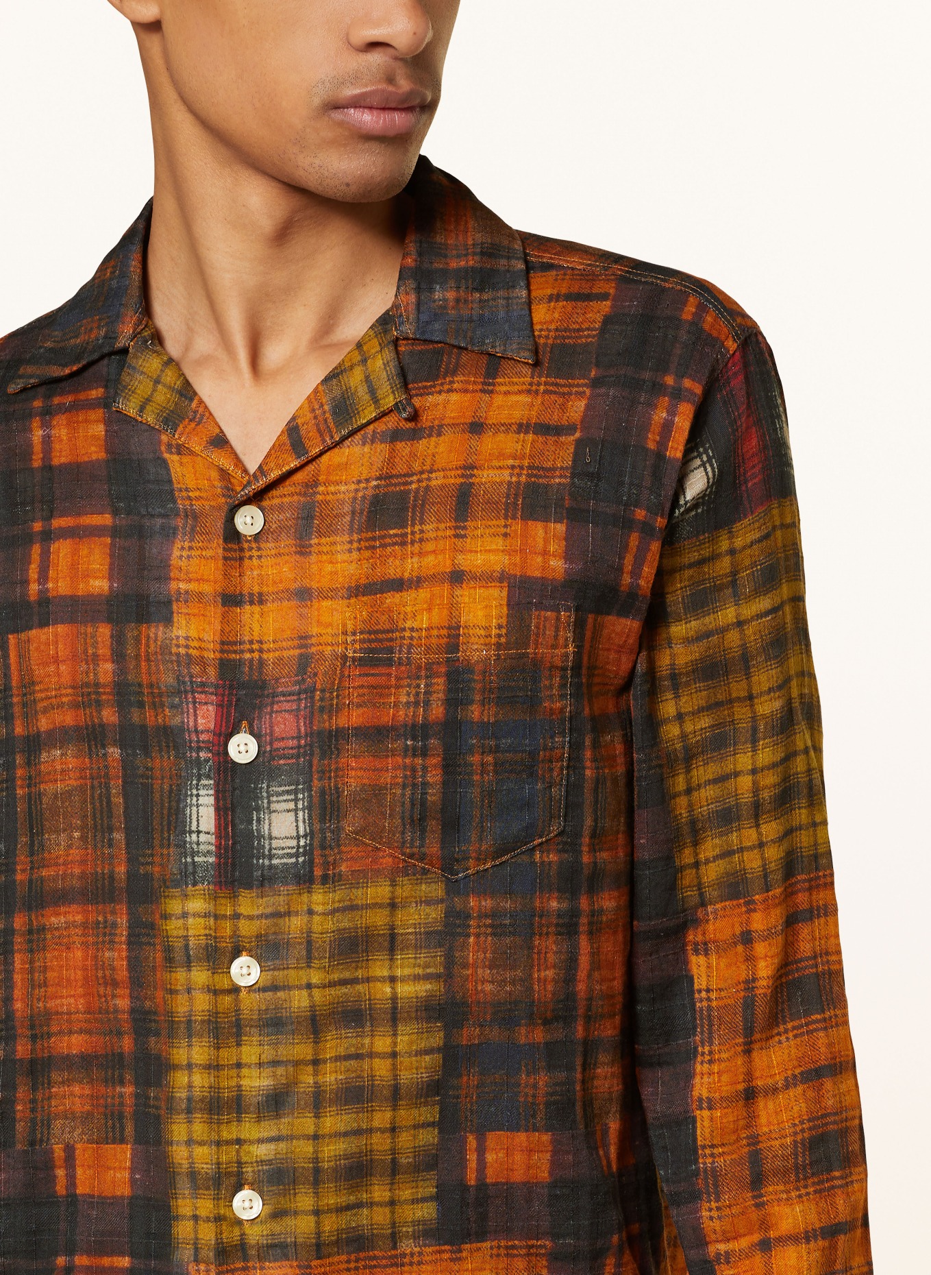 ALLSAINTS Resort shirt CARREAUX relaxed fit, Color: ORANGE/ DARK YELLOW/ OLIVE (Image 4)