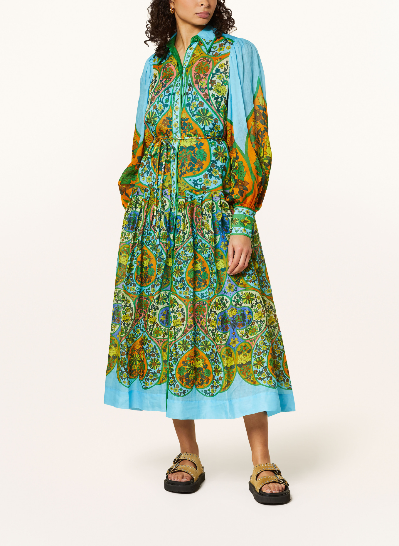 ALÉMAIS Shirt dress SOFIE, Color: TURQUOISE/ YELLOW/ GREEN (Image 2)