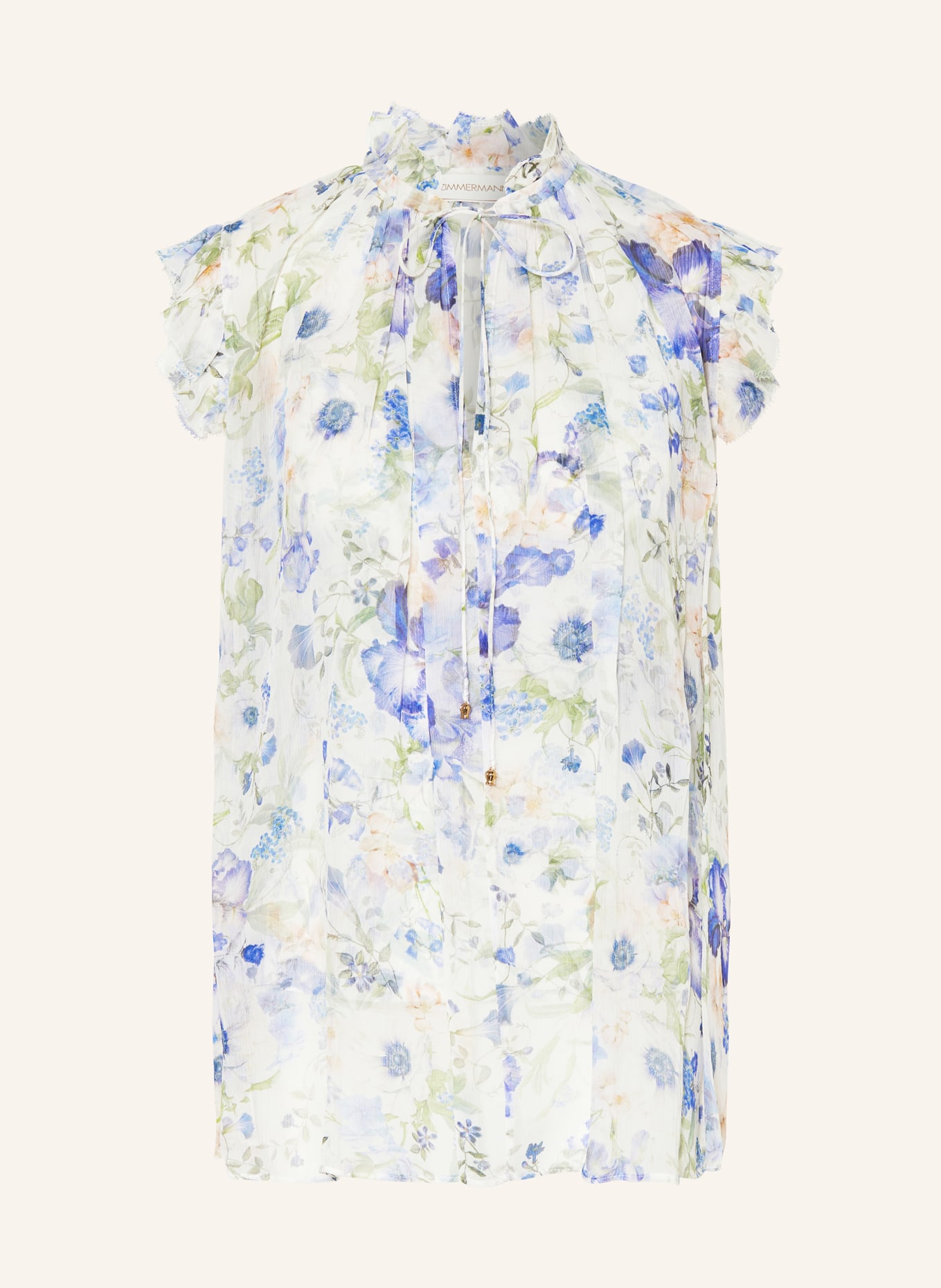 ZIMMERMANN Blouse top NATURA, Color: WHITE/ GREEN/ PURPLE (Image 1)