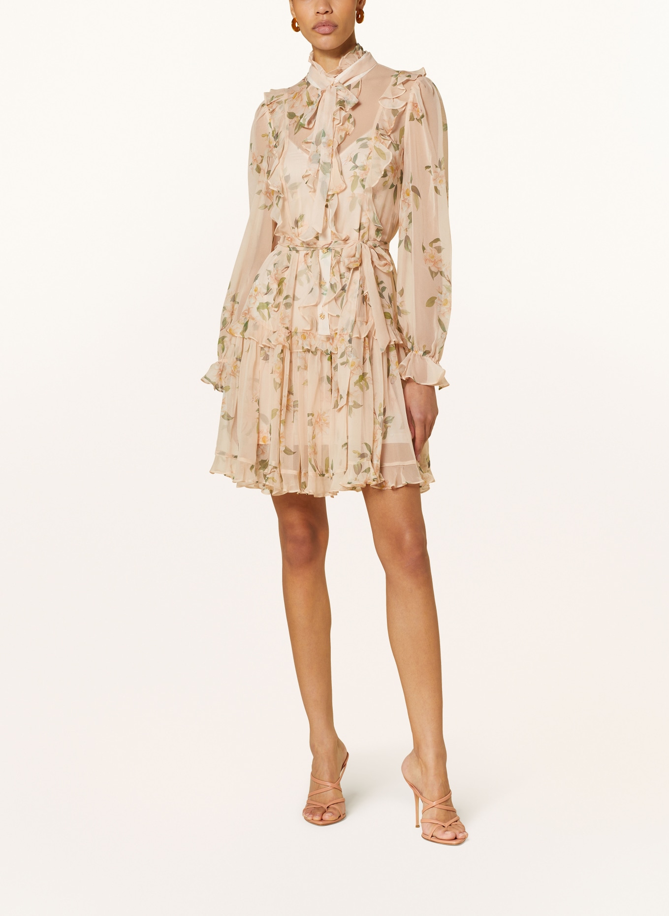 ZIMMERMANN Bow tie collar dress NATURA RUFFLE with ruffles, Color: ROSE/ GREEN/ YELLOW (Image 2)