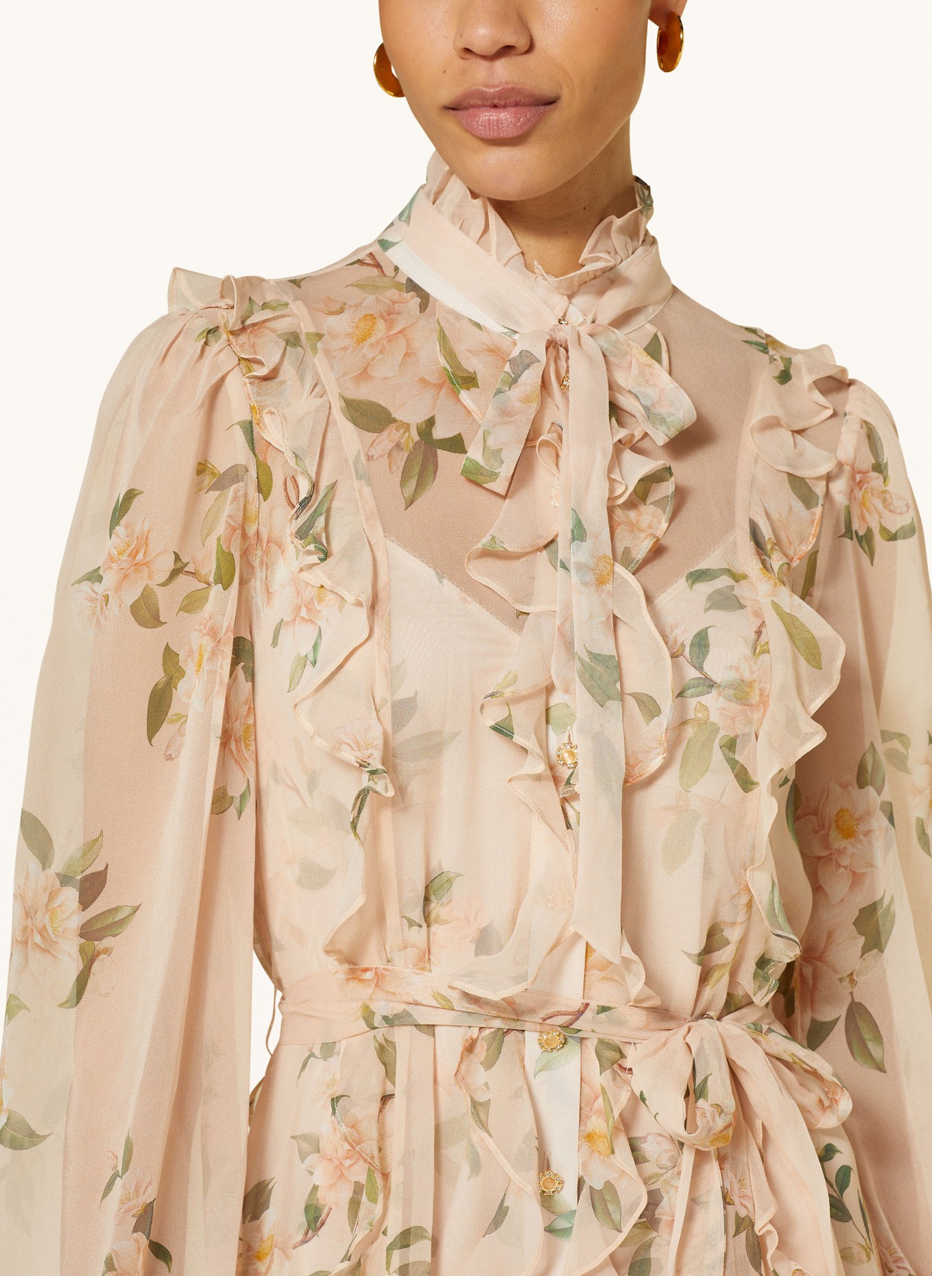 ZIMMERMANN Bow tie collar dress NATURA RUFFLE with ruffles, Color: ROSE/ GREEN/ YELLOW (Image 4)