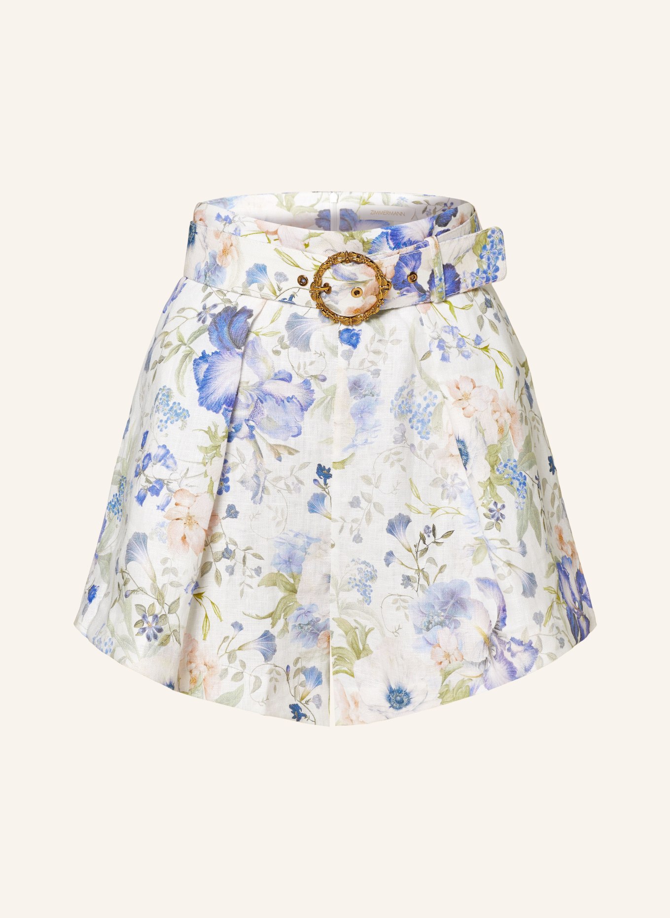 ZIMMERMANN Linen shorts NATURA, Color: WHITE/ GREEN/ PURPLE (Image 1)