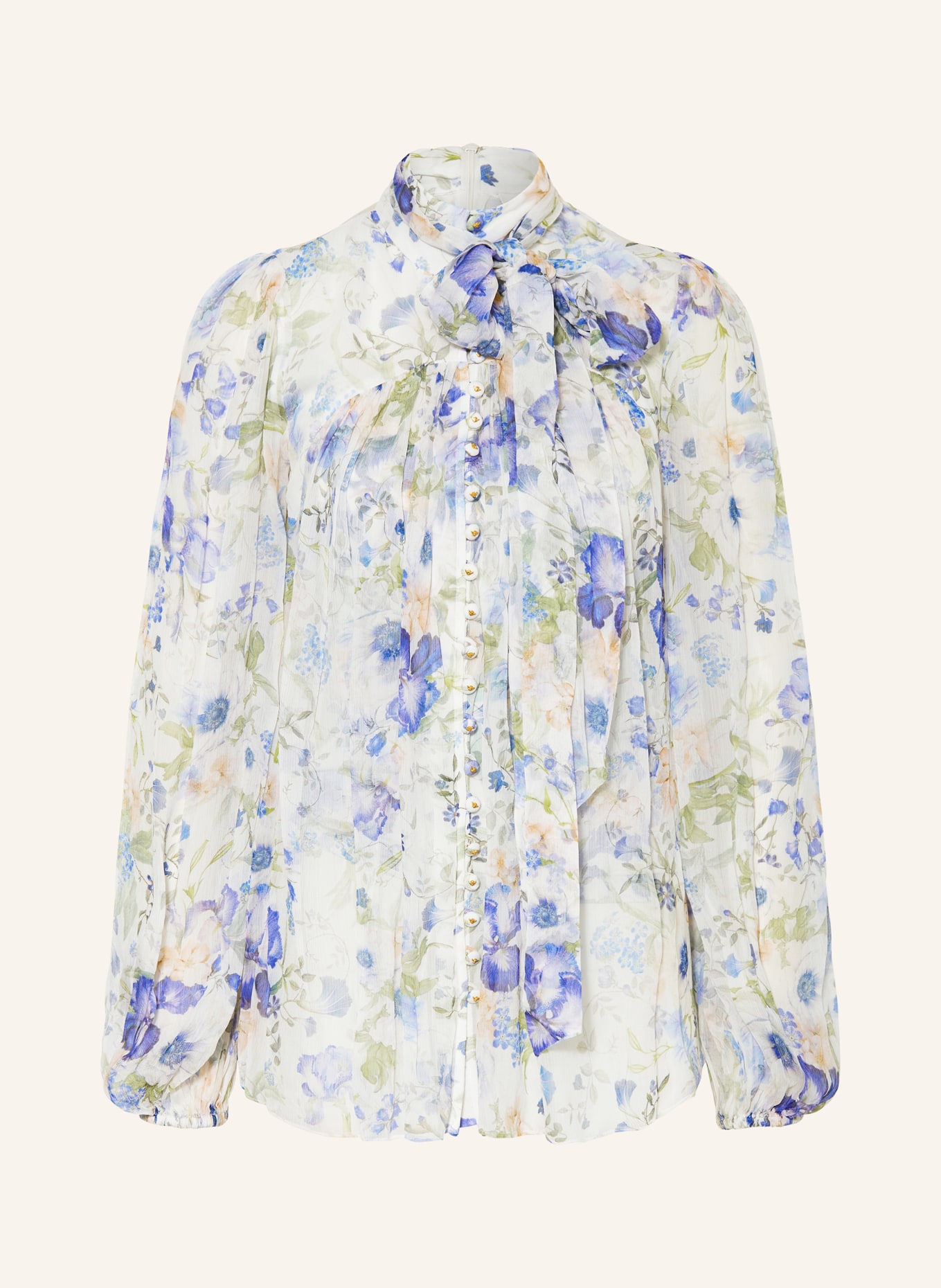 ZIMMERMANN Bluse NATURA mit abnehmbarer Schluppe, Farbe: WEISS/ GRÜN/ LILA (Bild 1)