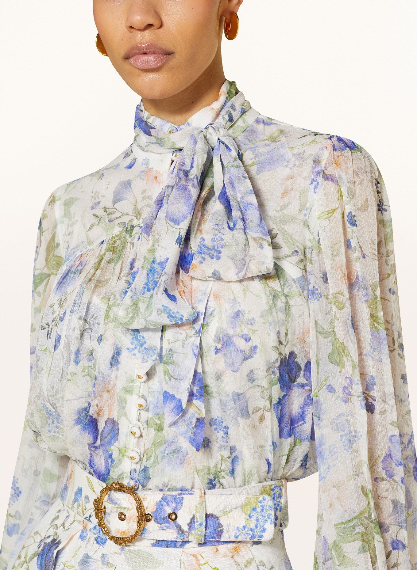 ZIMMERMANN Bluse NATURA mit abnehmbarer Schluppe, Farbe: WEISS/ GRÜN/ LILA (Bild 4)
