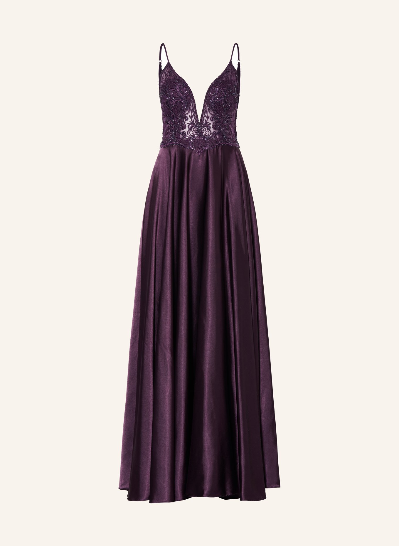 VM Vera Mont Abendkleid mit Spitze und Schmucksteinen, Farbe: DUNKELLILA (Bild 1)