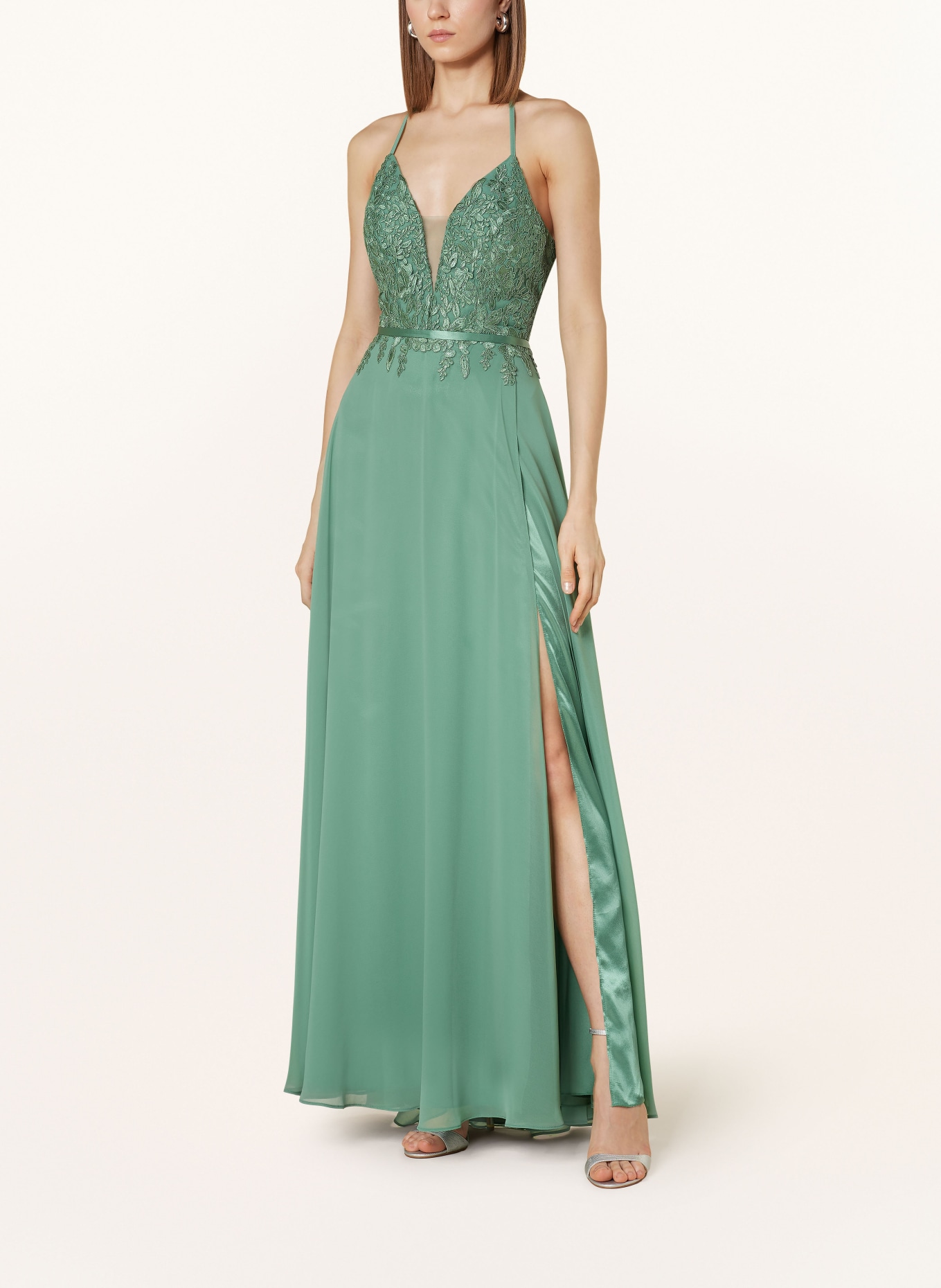 VM Vera Mont Evening dress with lace and sequins, Color: GREEN (Image 2)