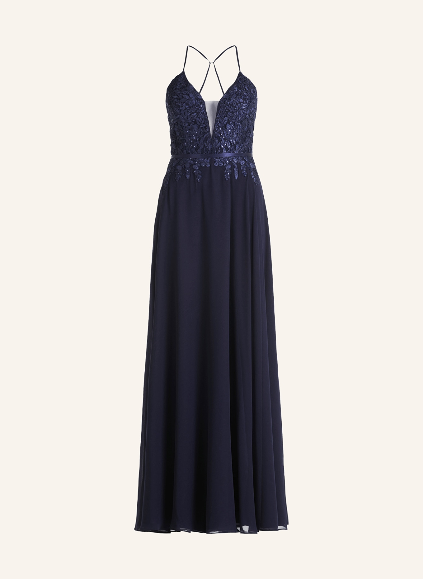 VM Vera Mont Abendkleid mit Spitze und Pailletten, Farbe: DUNKELBLAU (Bild 1)