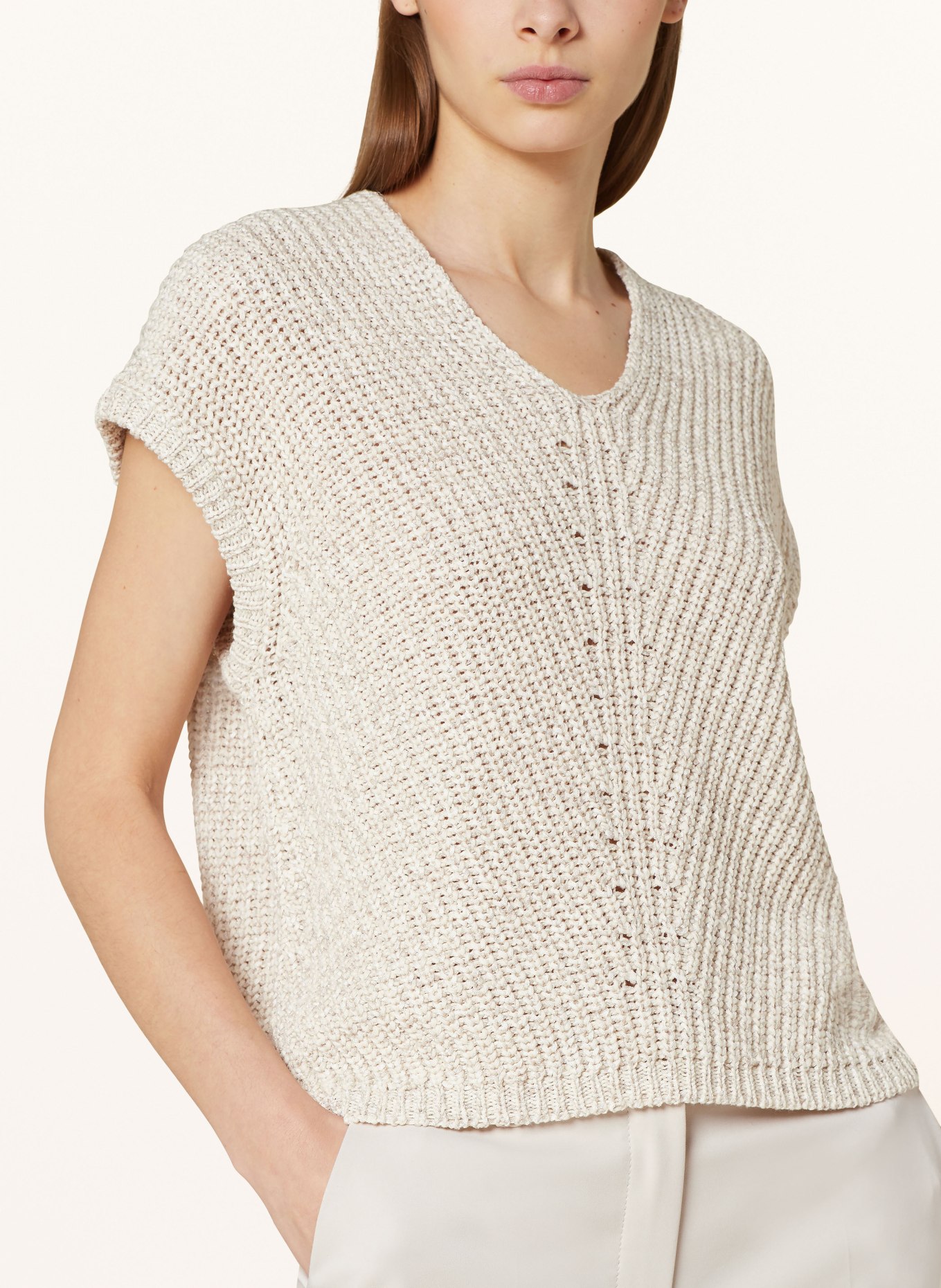 OPUS Sweater vest PAUTO with glitter thread, Color: BEIGE (Image 4)