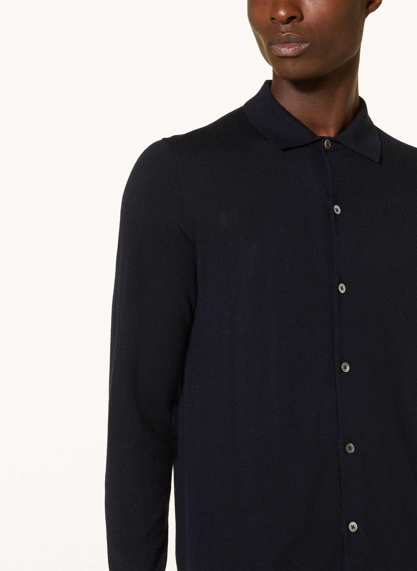 FTC CASHMERE Knit shirt slim fit with cashmere, Color: DARK BLUE (Image 4)