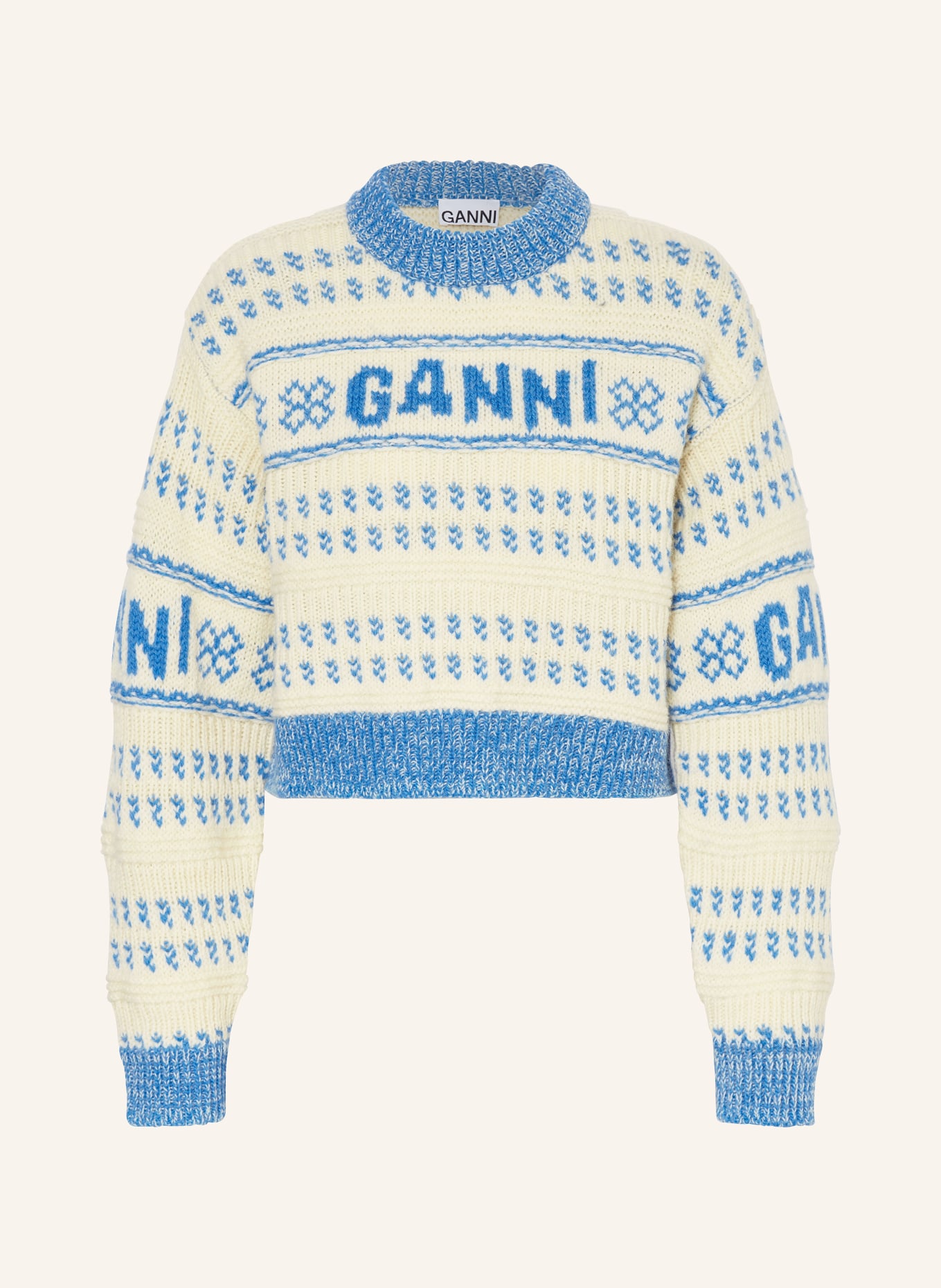 GANNI Sweater, Color: LIGHT YELLOW/ BLUE (Image 1)