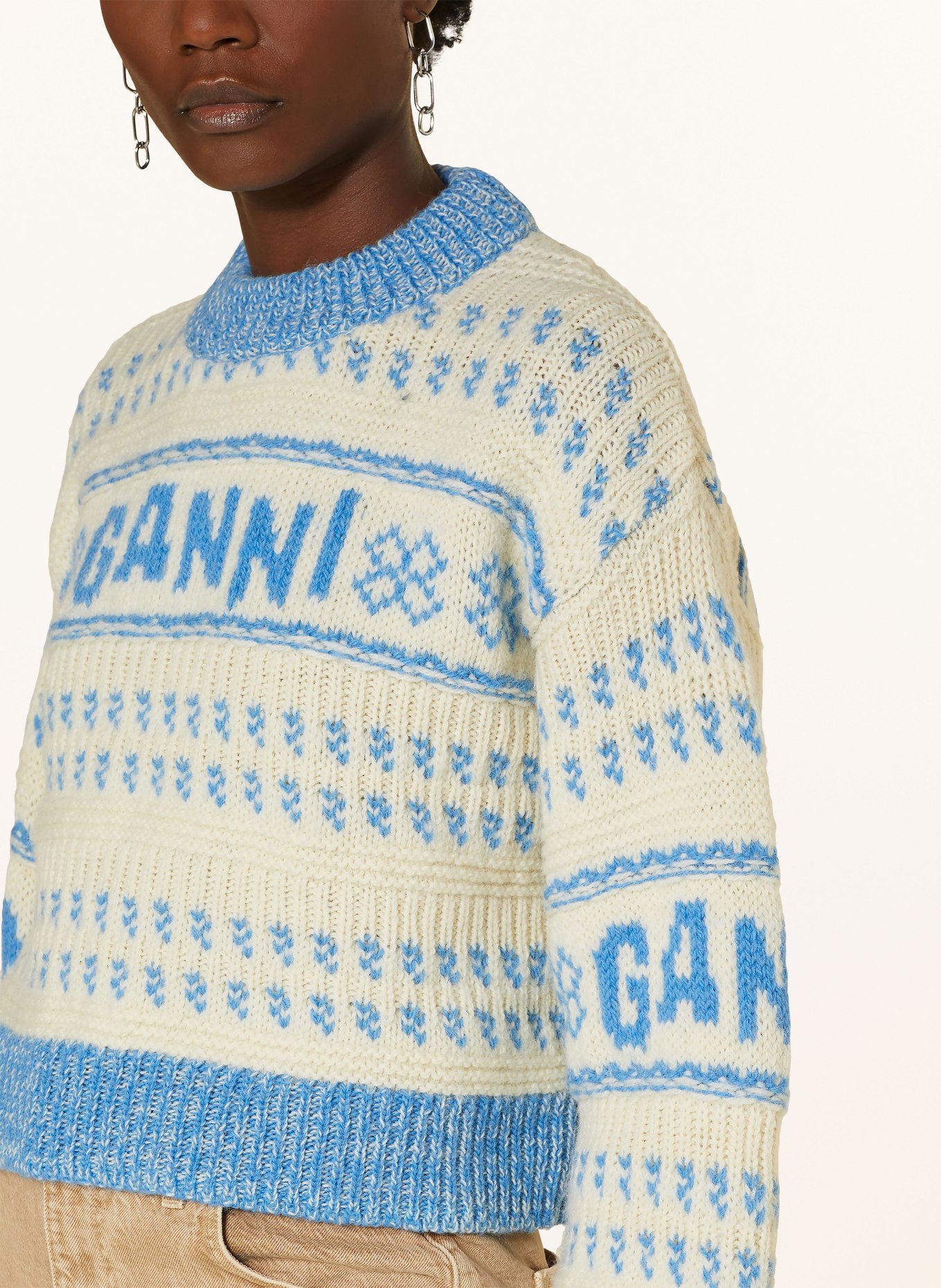 GANNI Sweater, Color: LIGHT YELLOW/ BLUE (Image 4)