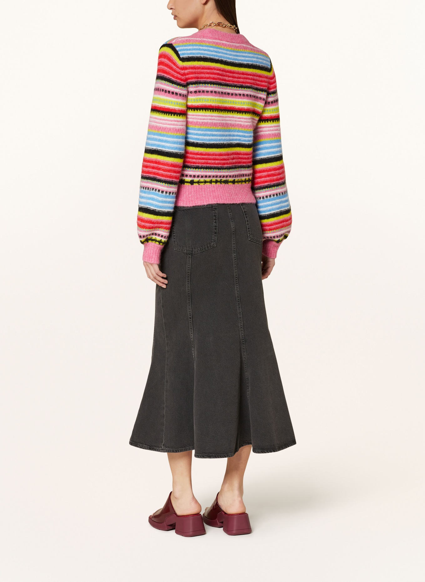 GANNI Sweater with alpaca, Color: PINK/ RED/ BLUE (Image 3)