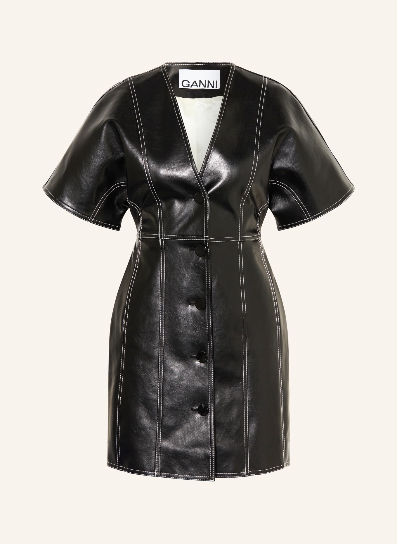 GANNI Dress in leather look, Color: BLACK (Image 1)