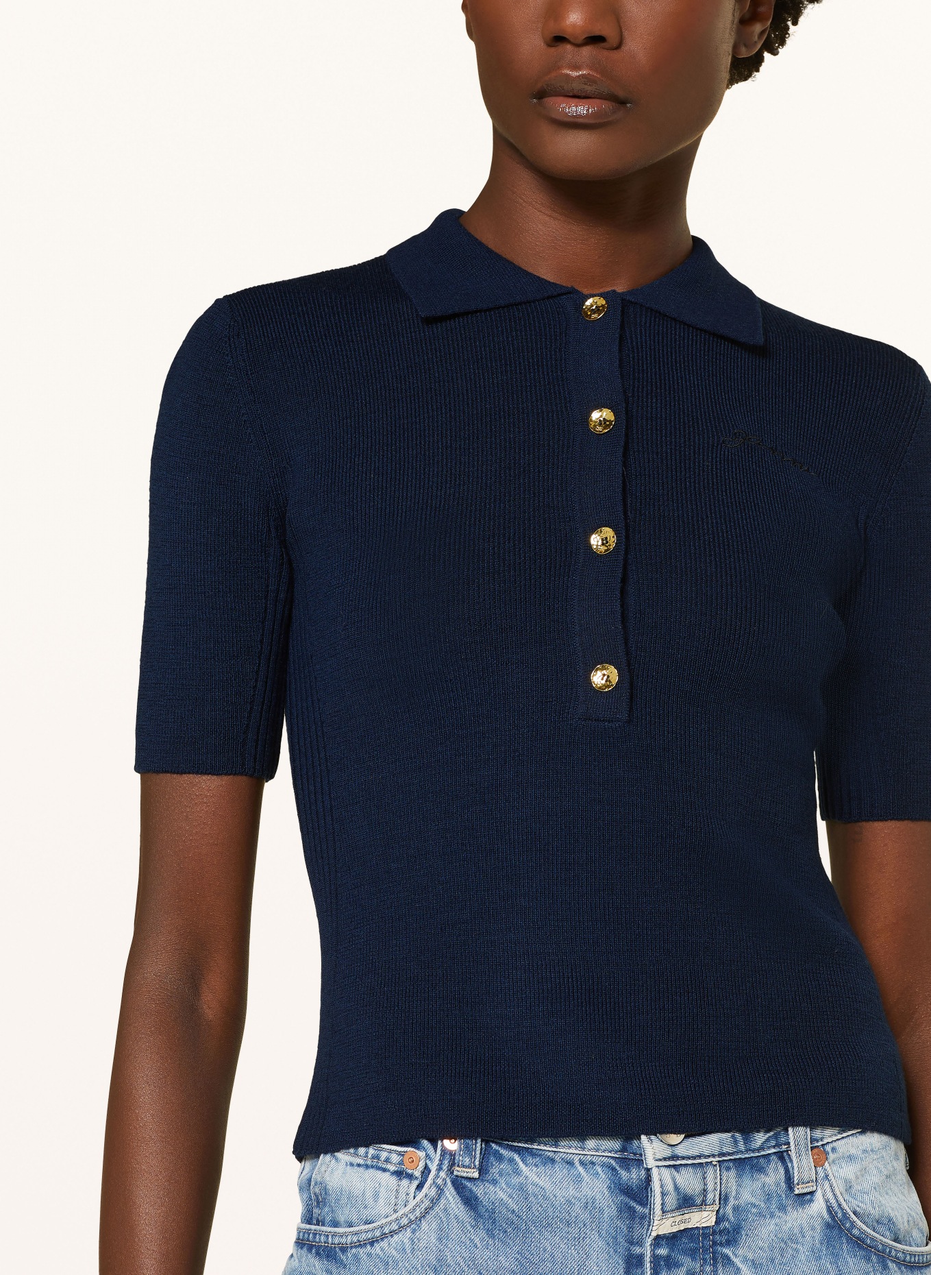 GANNI Knitted polo shirt, Color: DARK BLUE (Image 4)