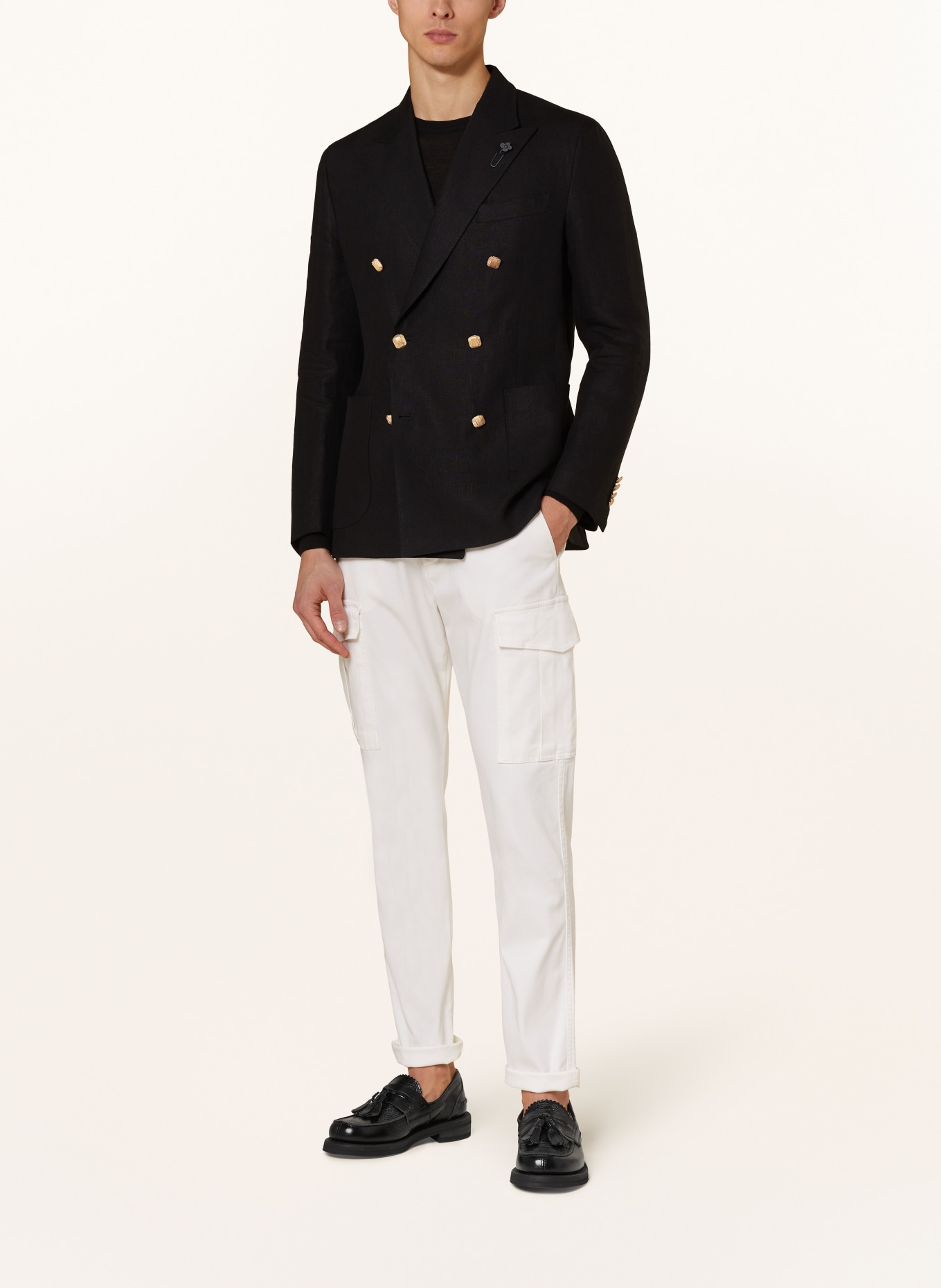 LARDINI Linen jacket extra slim fit, Color: 999 BLACK (Image 2)