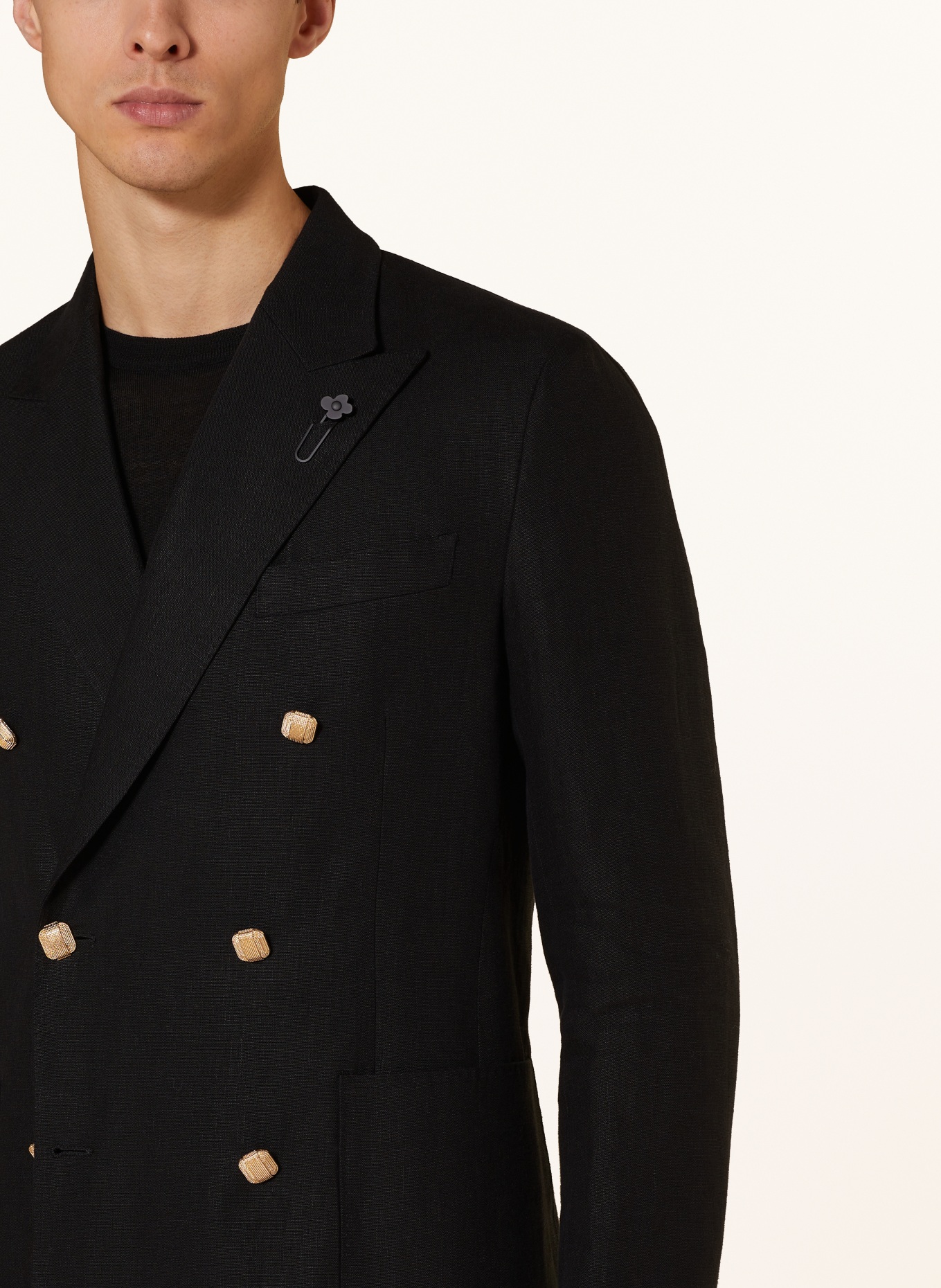 LARDINI Linen jacket extra slim fit, Color: 999 BLACK (Image 5)