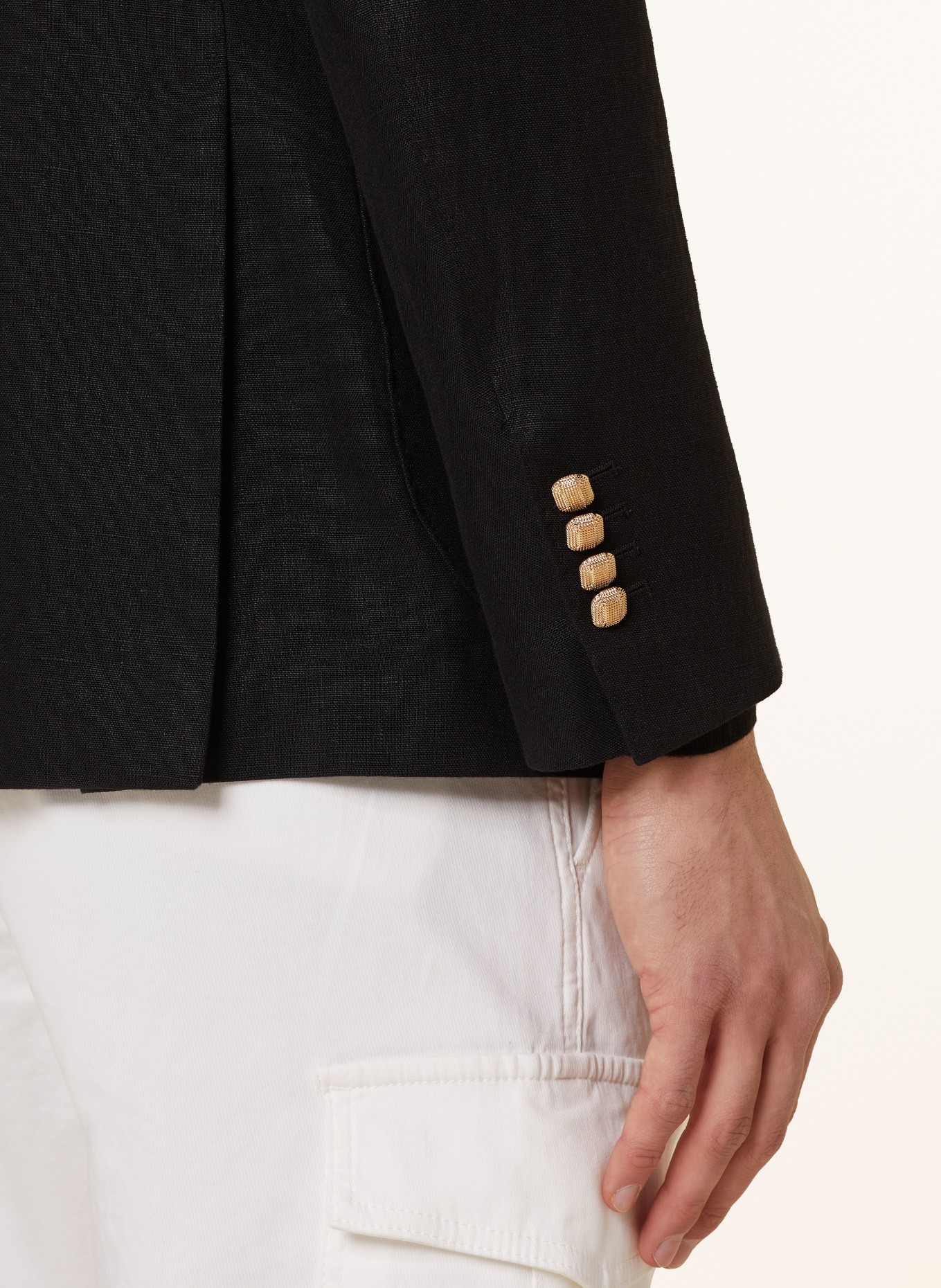 LARDINI Linen jacket extra slim fit, Color: 999 BLACK (Image 6)