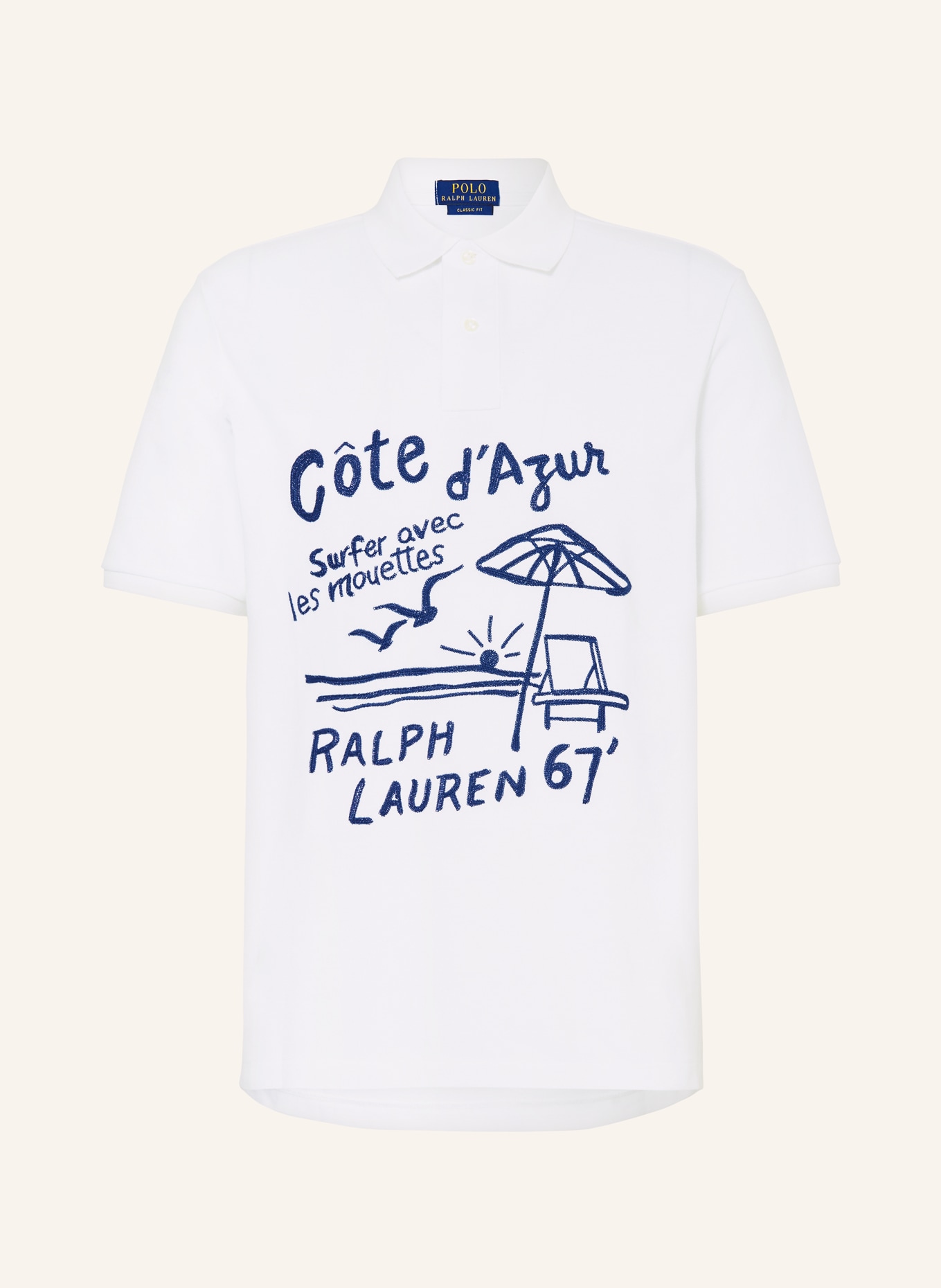 POLO RALPH LAUREN Piqué-Poloshirt Classic Fit, Farbe: WEISS/ DUNKELBLAU (Bild 1)