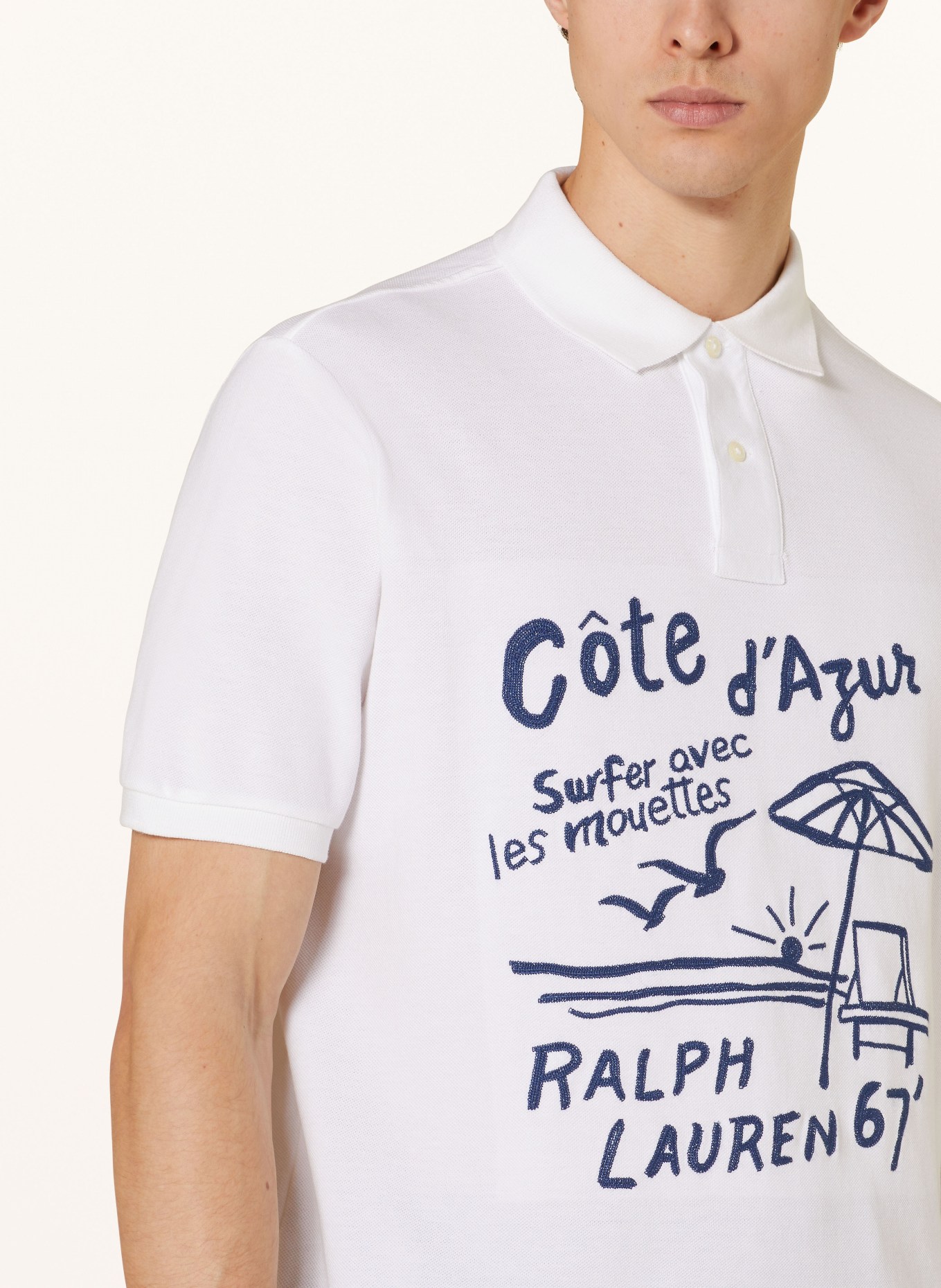 POLO RALPH LAUREN Piqué-Poloshirt Classic Fit, Farbe: WEISS/ DUNKELBLAU (Bild 4)