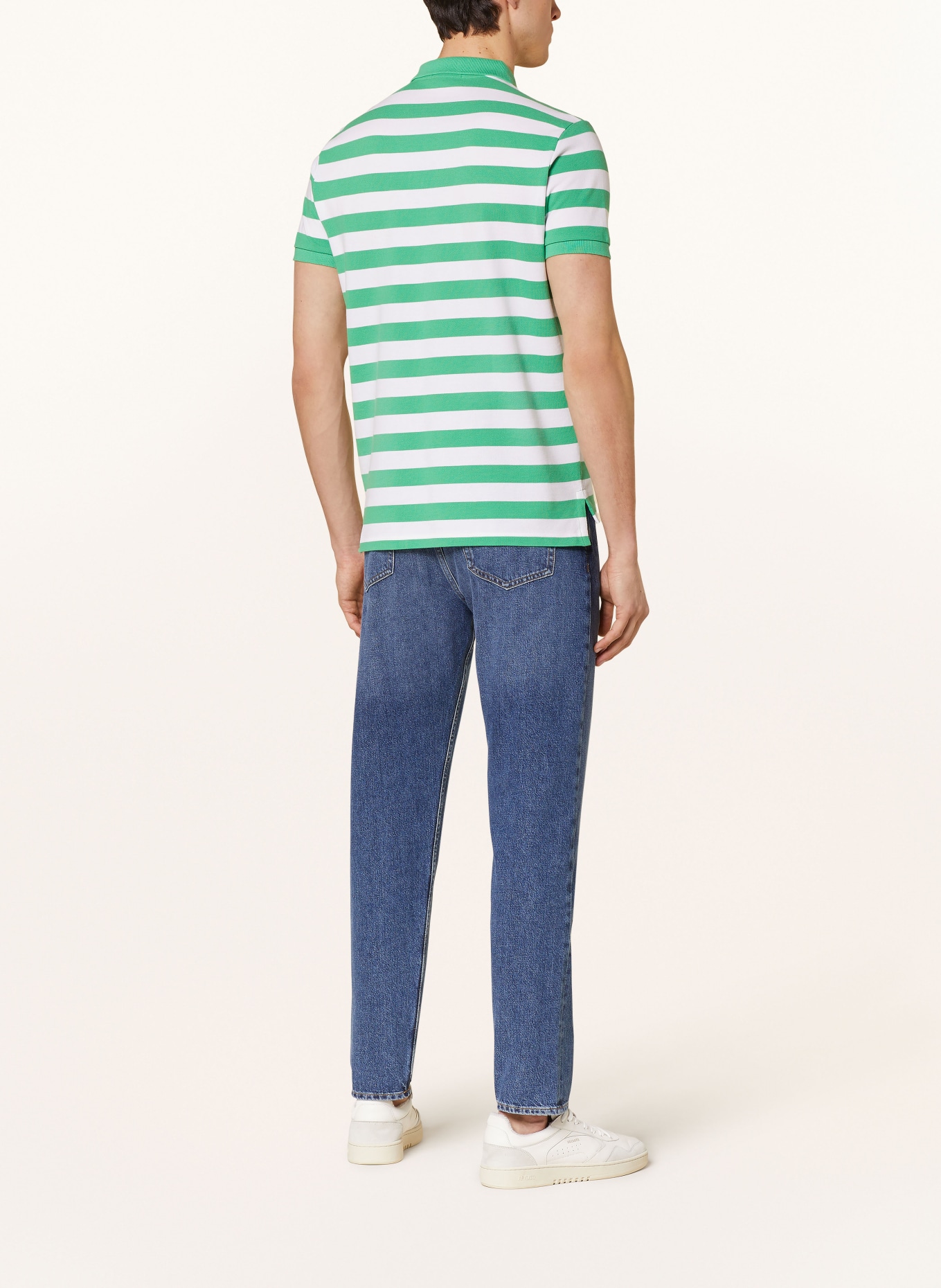 POLO RALPH LAUREN Piqué-Poloshirt Custom Slim Fit, Farbe: WEISS/ GRÜN (Bild 3)