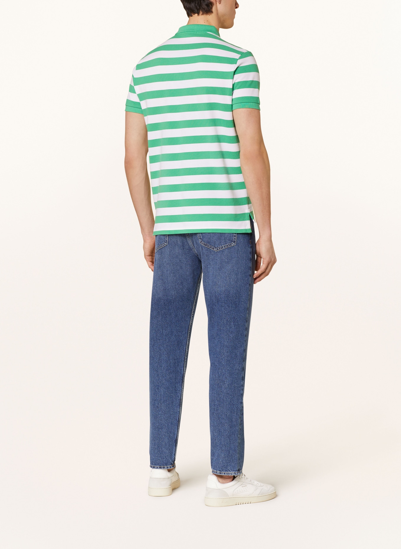 POLO RALPH LAUREN Piqué-Poloshirt Custom Slim Fit: WEISS / GRÜN