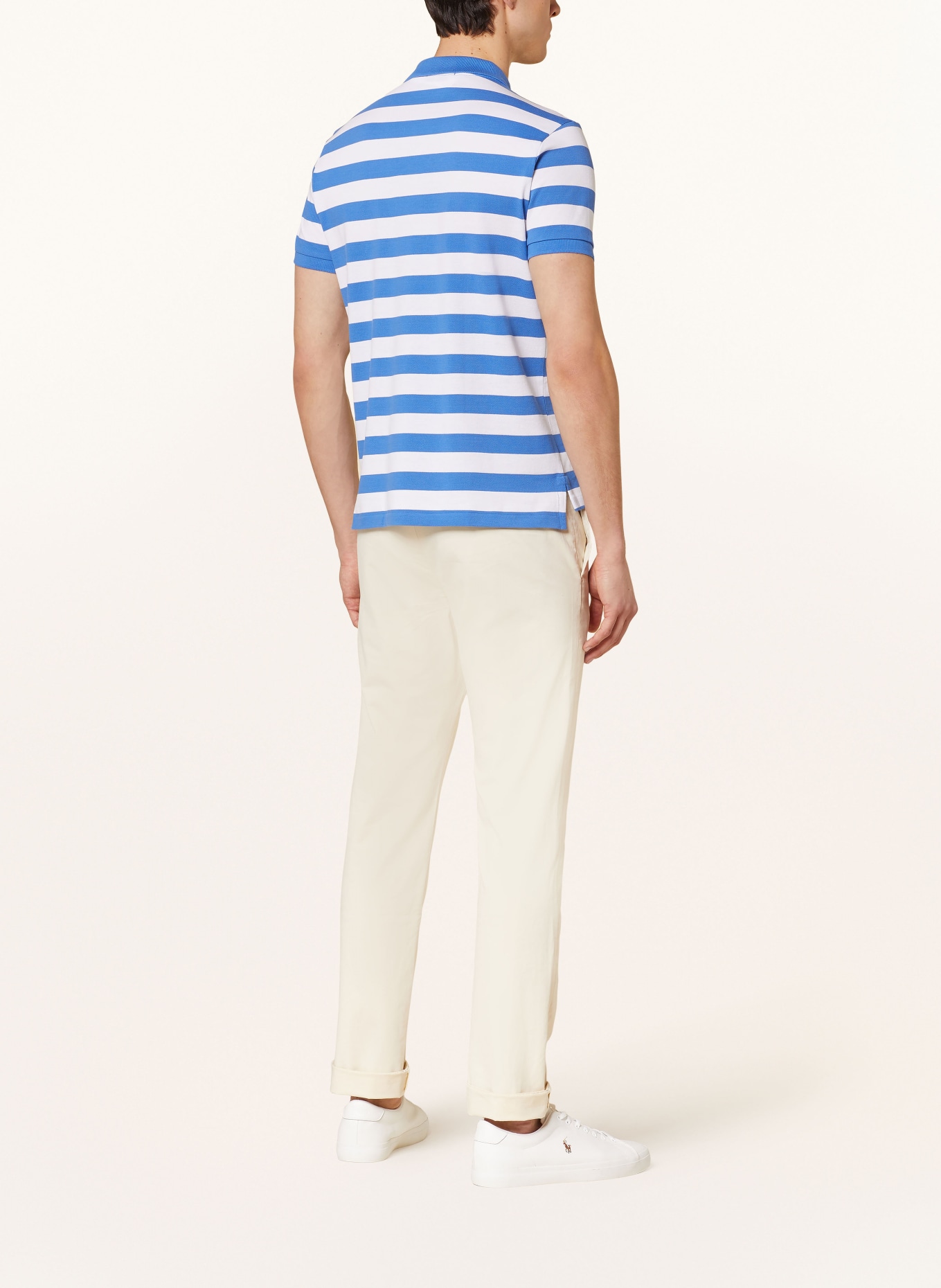 POLO RALPH LAUREN Piqué-Poloshirt Custom Slim Fit, Farbe: WEISS/ BLAU (Bild 3)