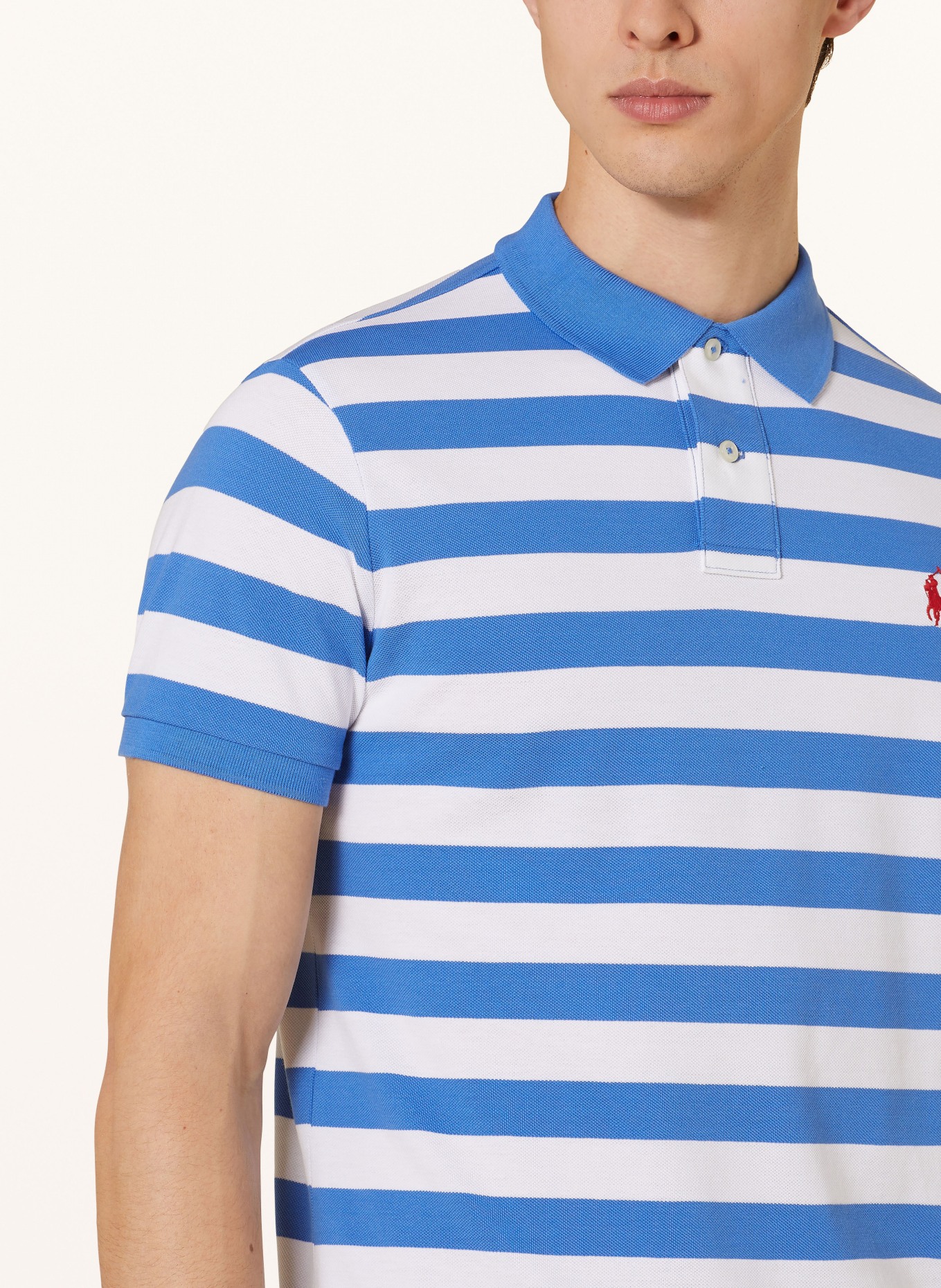 POLO RALPH LAUREN Piqué polo shirt custom slim fit, Color: WHITE/ BLUE (Image 4)