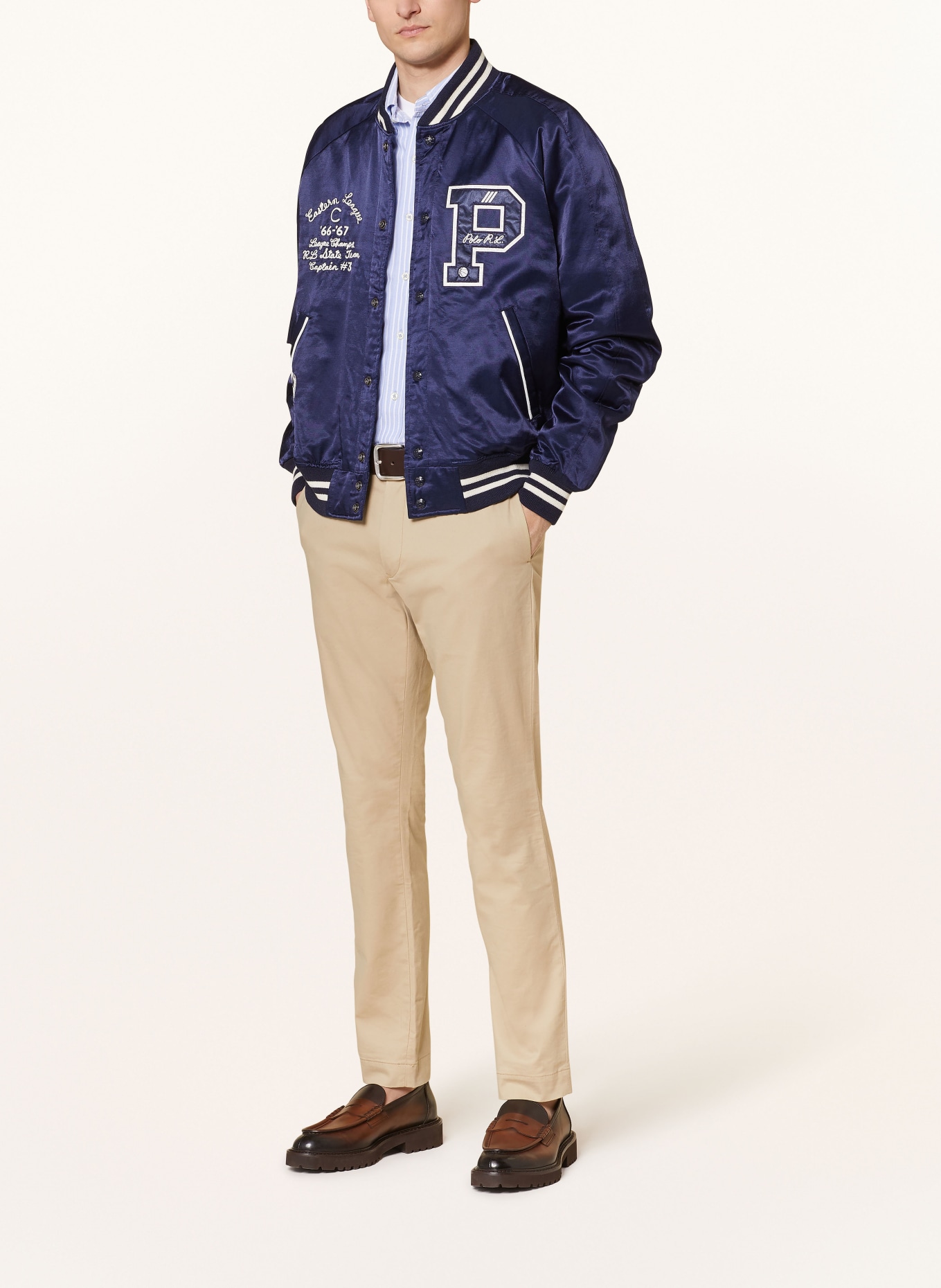 POLO RALPH LAUREN College jacket in satin, Color: DARK BLUE/ ECRU (Image 2)