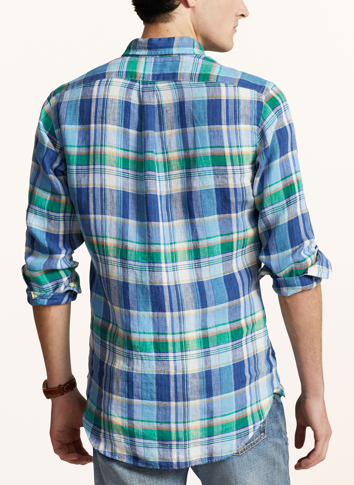 POLO RALPH LAUREN Linen shirt custom fit, Color: BLUE/ GREEN (Image 3)