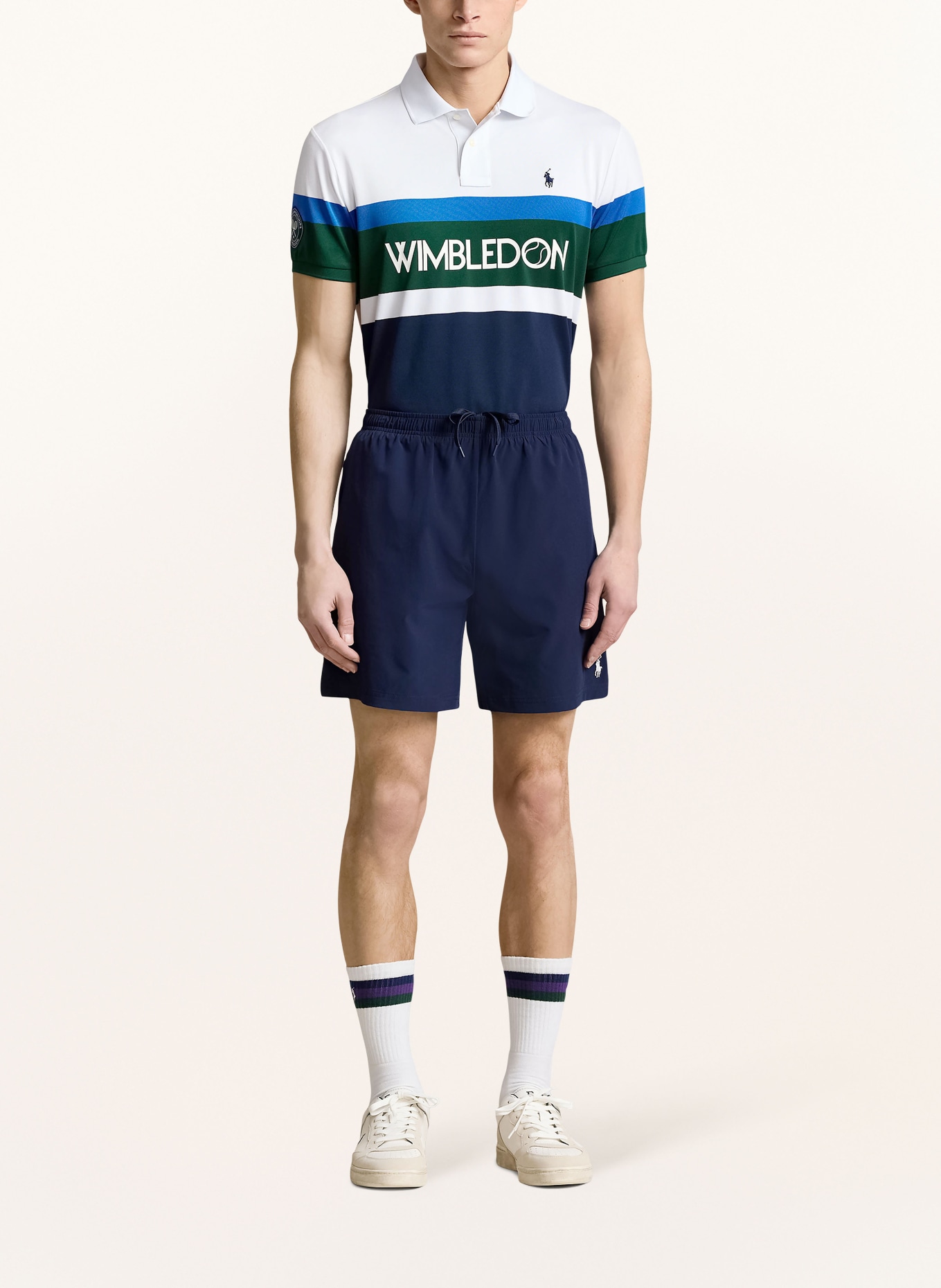 POLO RALPH LAUREN Piqué polo shirt custom slim fit, Color: WHITE/ DARK BLUE/ GREEN (Image 2)