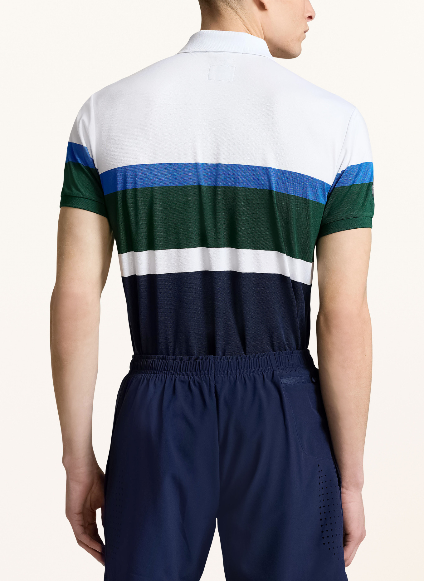 POLO RALPH LAUREN Piqué polo shirt custom slim fit, Color: WHITE/ DARK BLUE/ GREEN (Image 3)