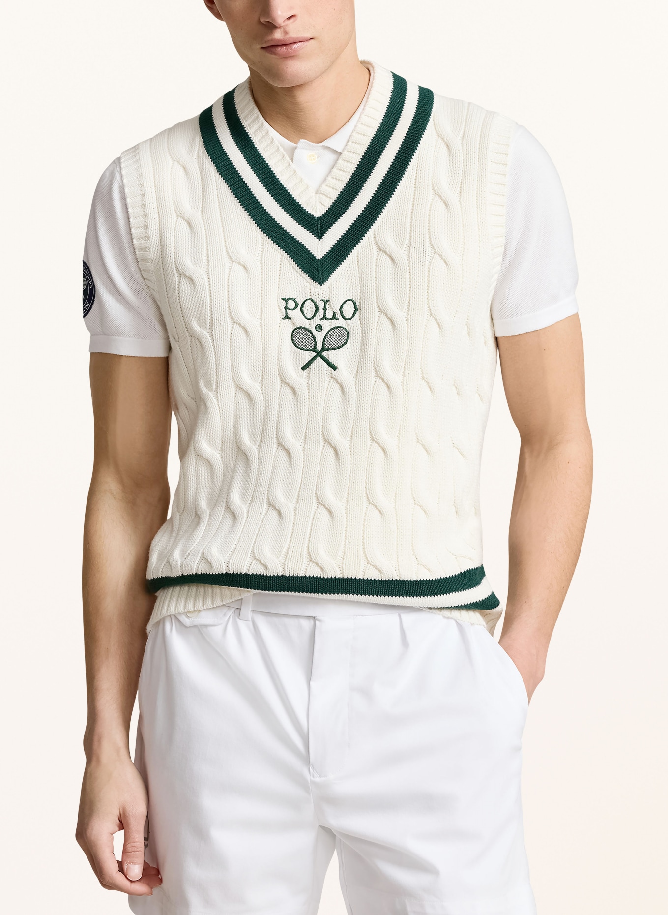 POLO RALPH LAUREN Sweater vest, Color: WHITE/ DARK GREEN (Image 4)