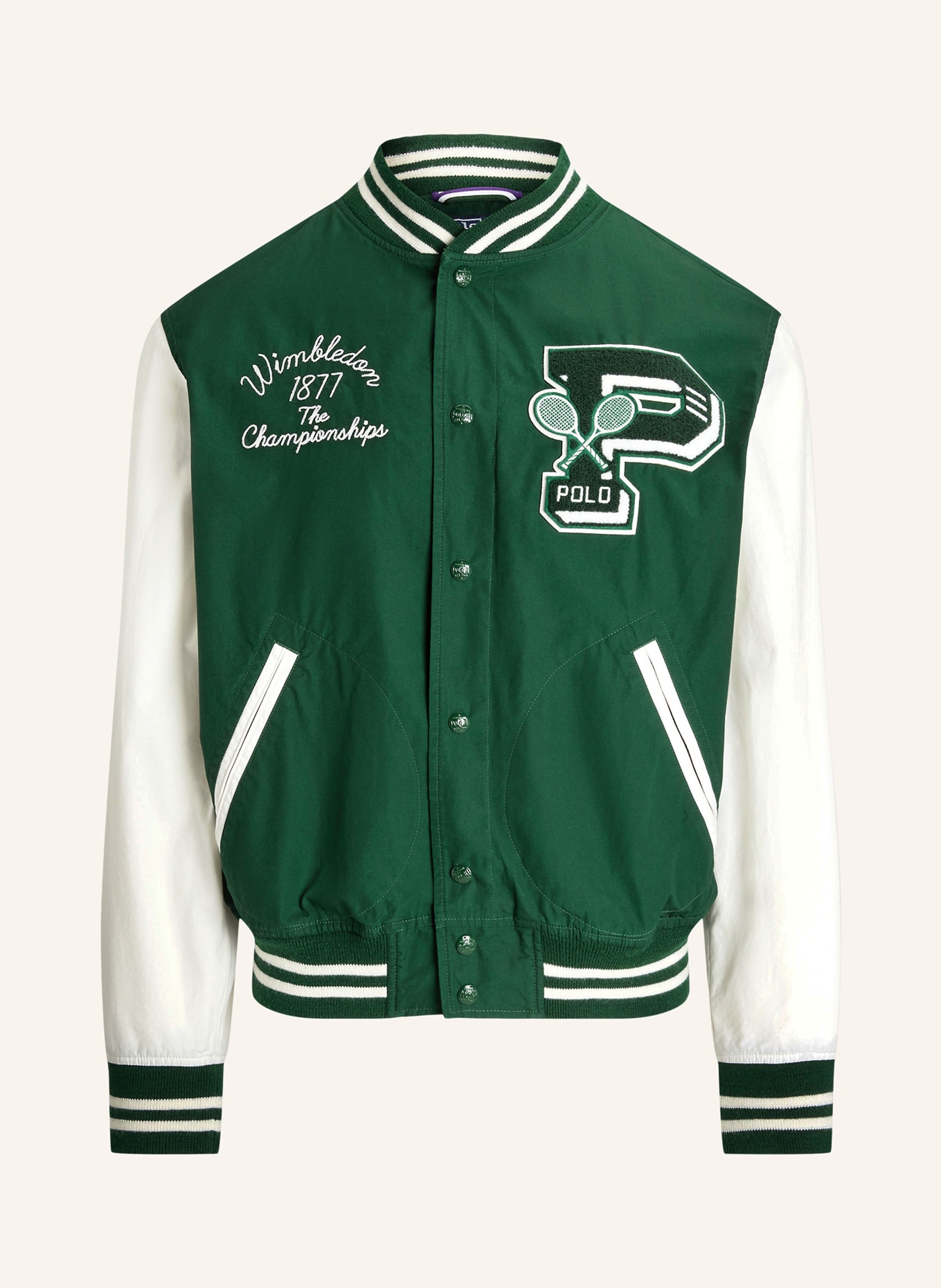 POLO RALPH LAUREN College jacket, Color: DARK GREEN/ WHITE (Image 1)