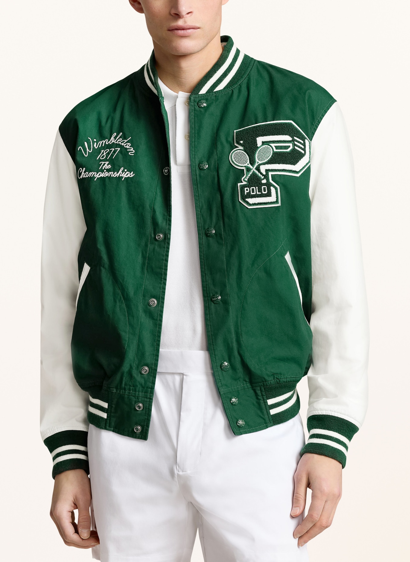 POLO RALPH LAUREN College jacket, Color: DARK GREEN/ WHITE (Image 4)